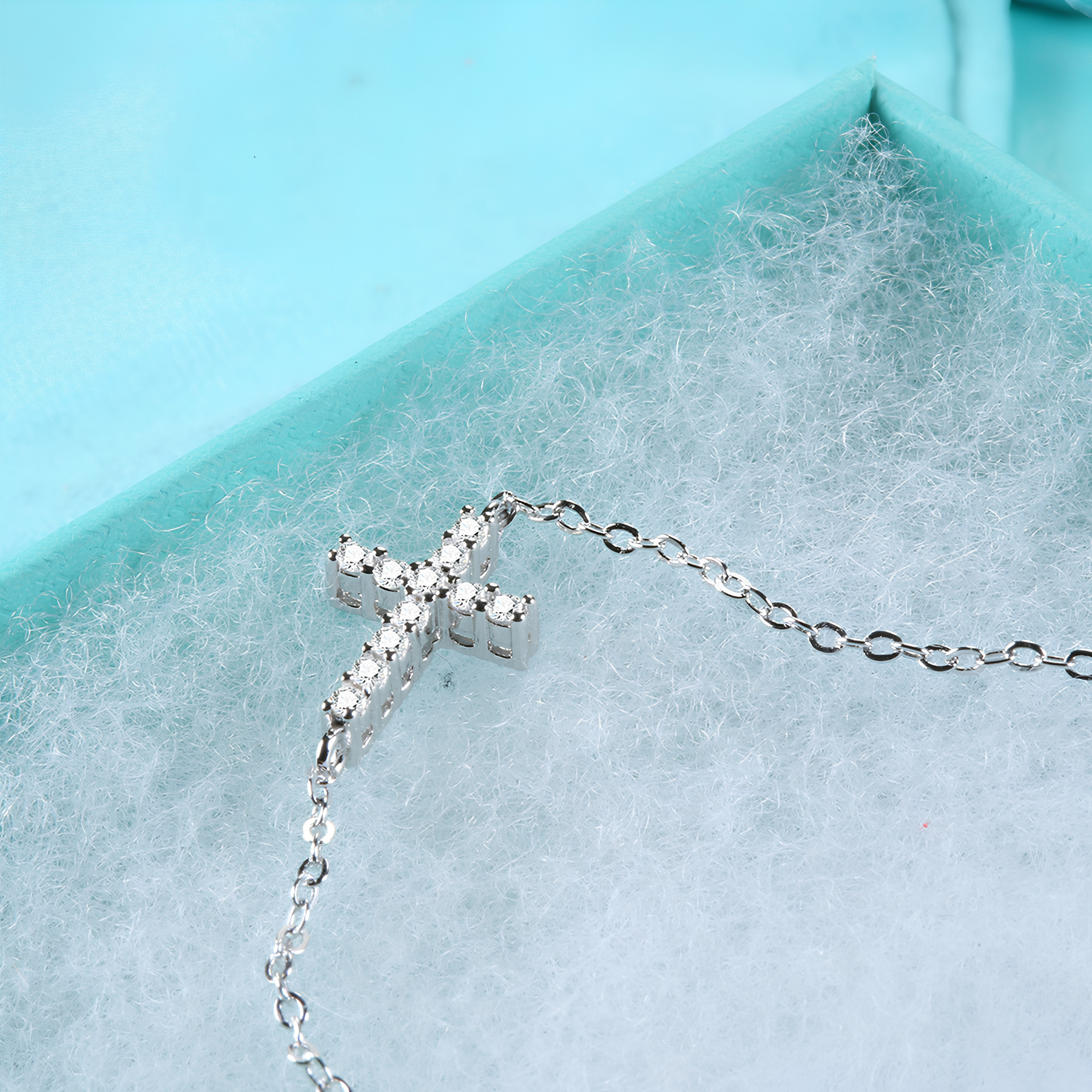 Dainty Cross Moissanite Bracelet – 925 Sterling Silver Pavé Cross