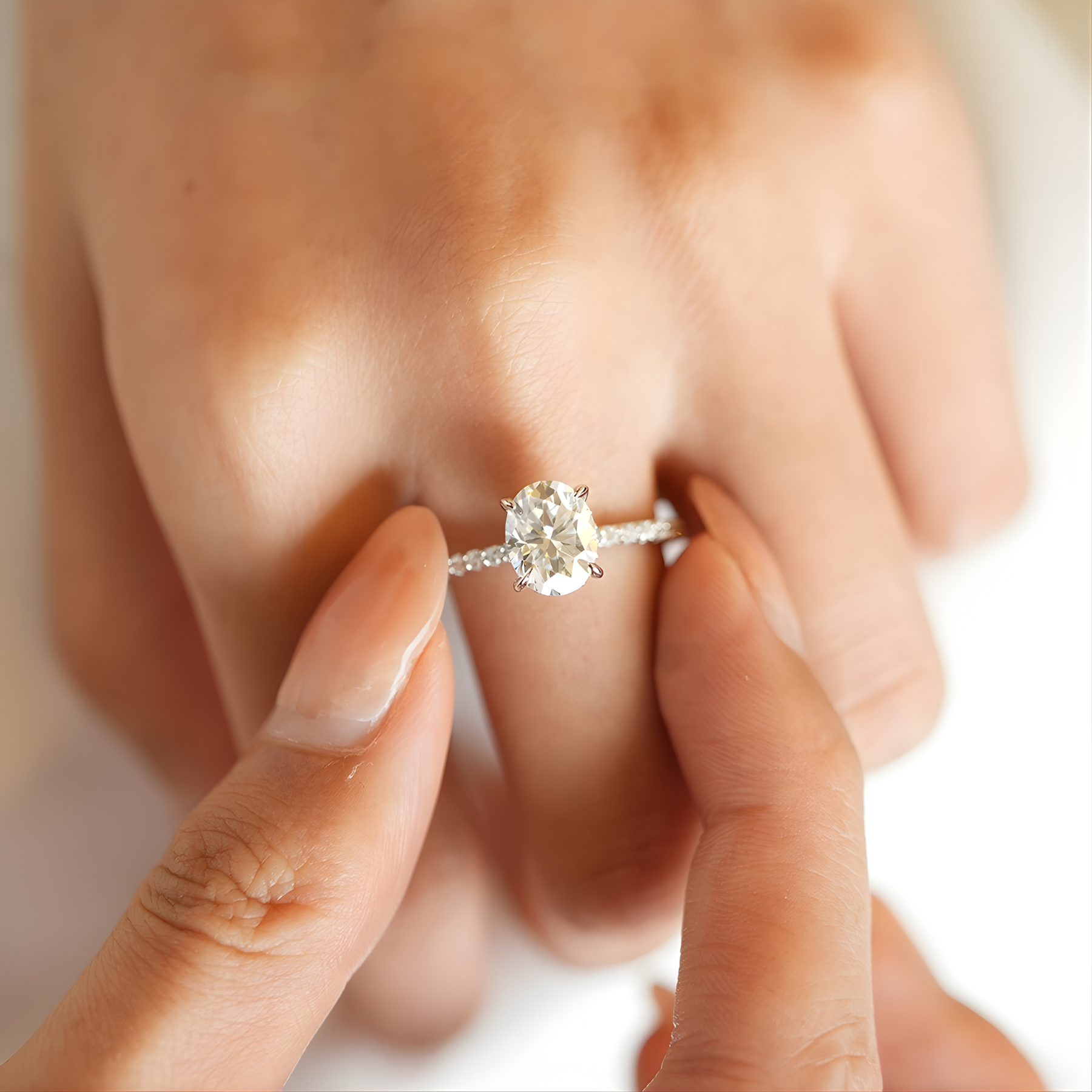Classic Solitaire Oval Cut Moissanite Engagement Ring – 1CT / 2CT / 3CT | 925 Sterling Silver