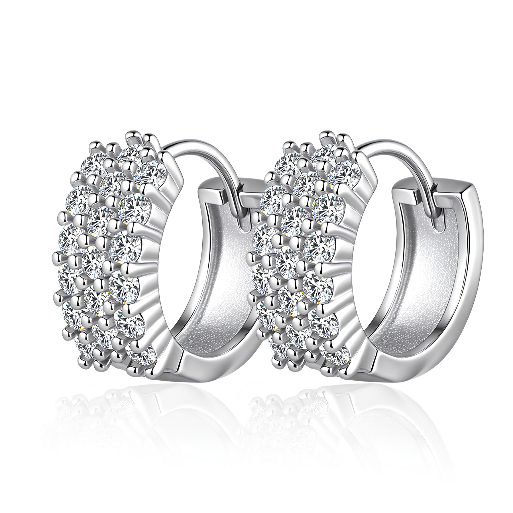 Cluster Pavé Moissanite Hoop Earrings | 925 Sterling Silver