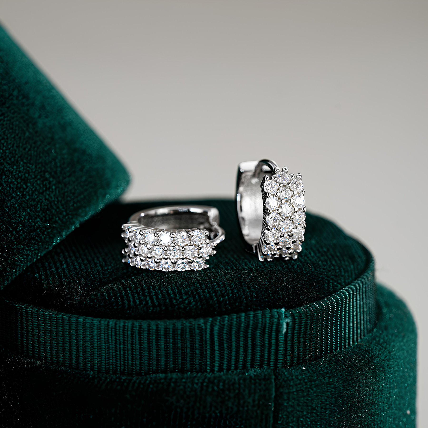 Cluster Pavé Moissanite Hoop Earrings | 925 Sterling Silver