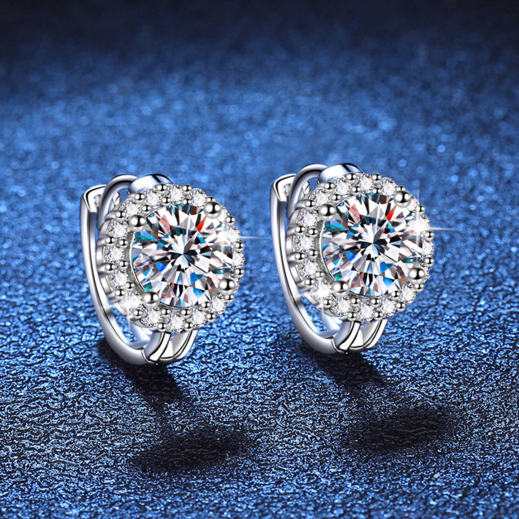 Radiant Halo Moissanite Stud Earrings – 1CT Center | 925 Sterling Silver