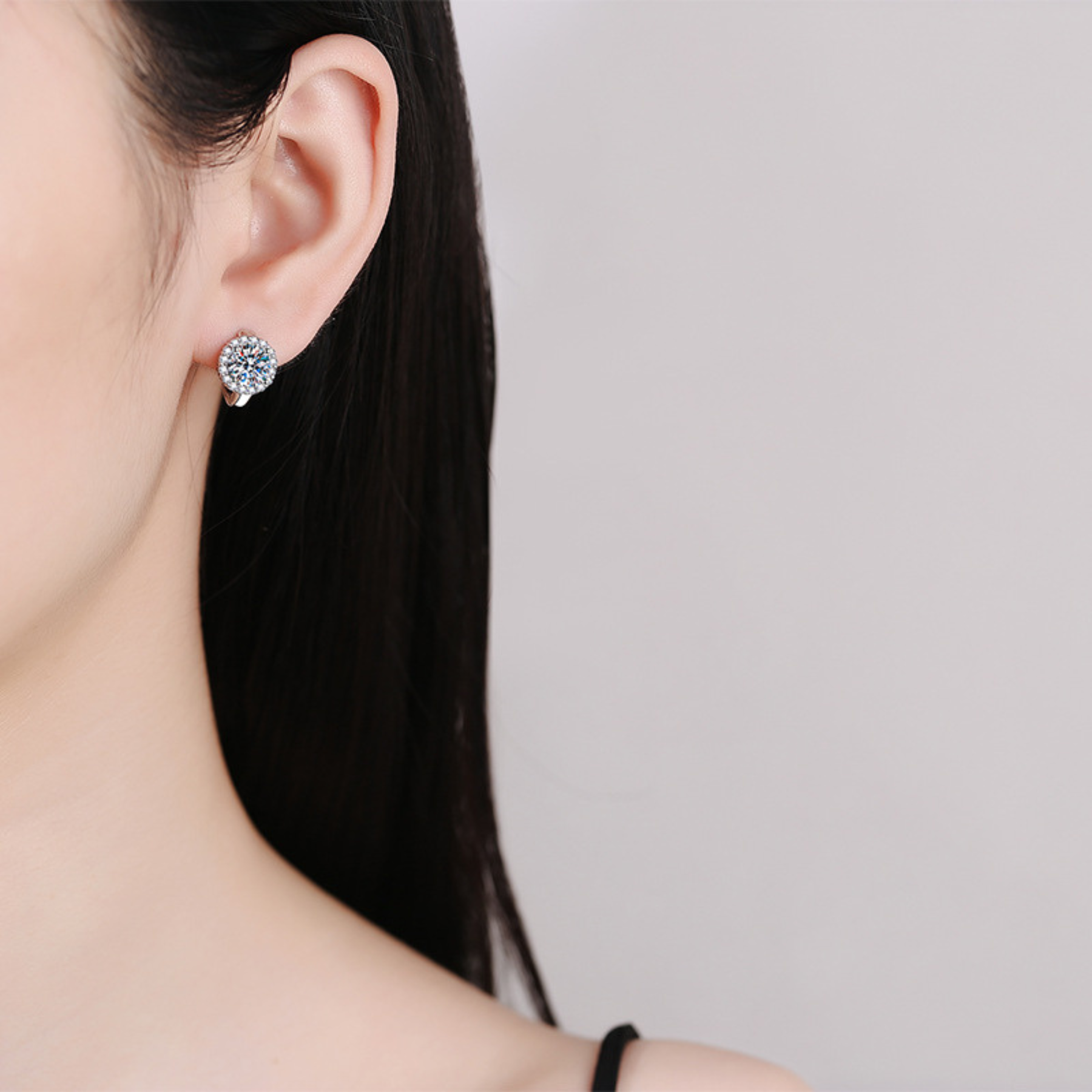 Radiant Halo Moissanite Stud Earrings – 1CT Center | 925 Sterling Silver