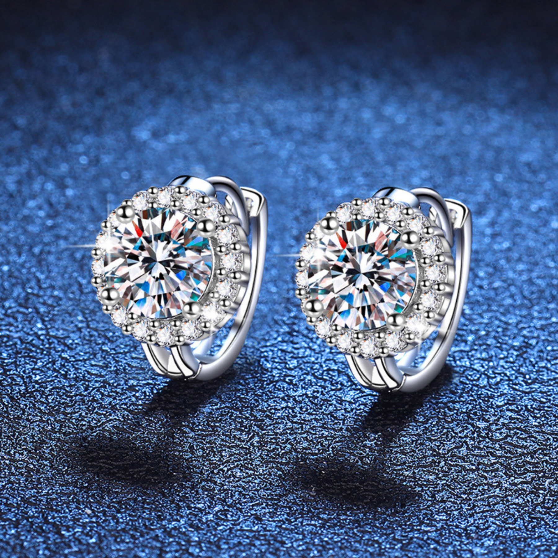 Radiant Halo Moissanite Stud Earrings – 1CT Center | 925 Sterling Silver