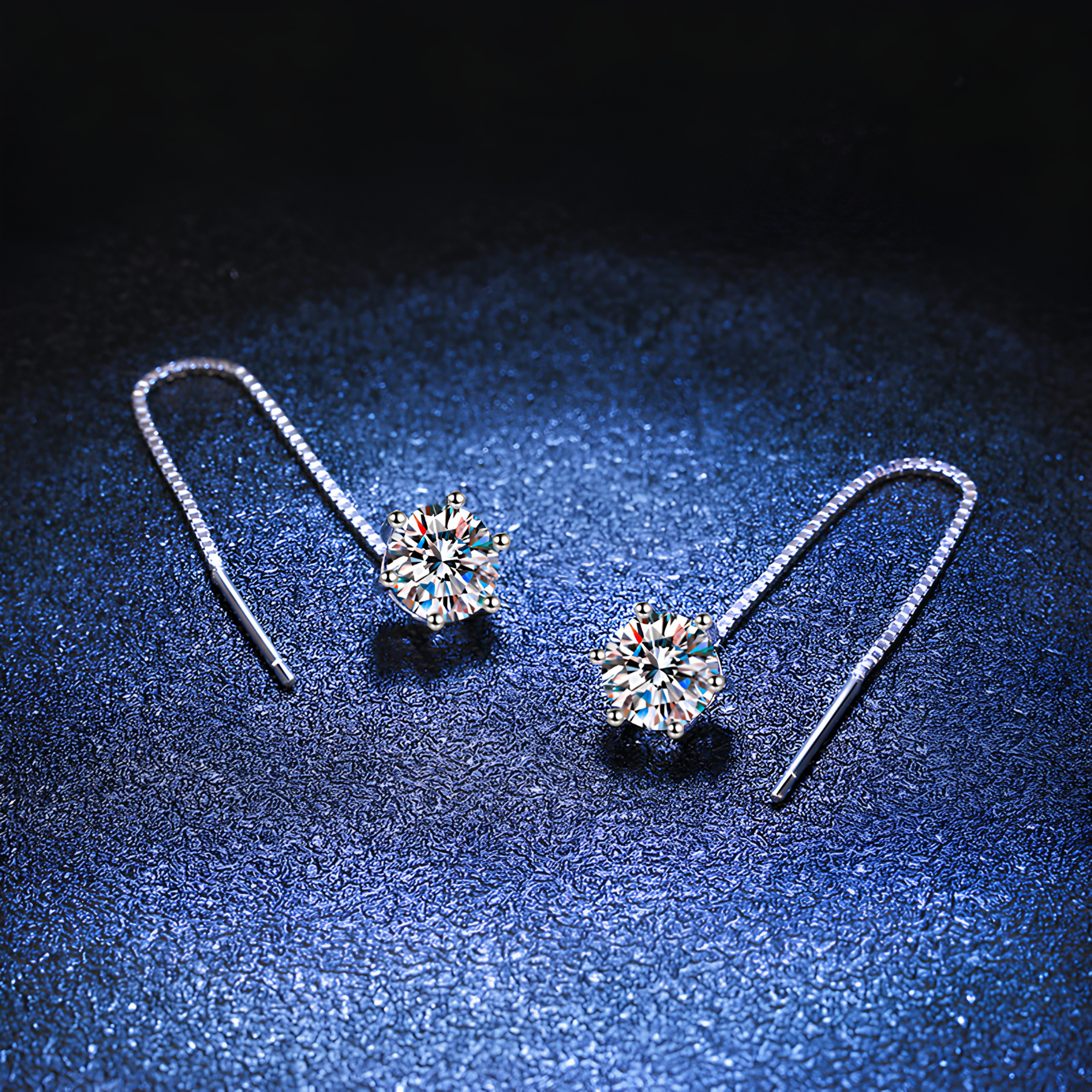 Threader Moissanite Drop Earrings – 1CT, 925 Sterling Silver