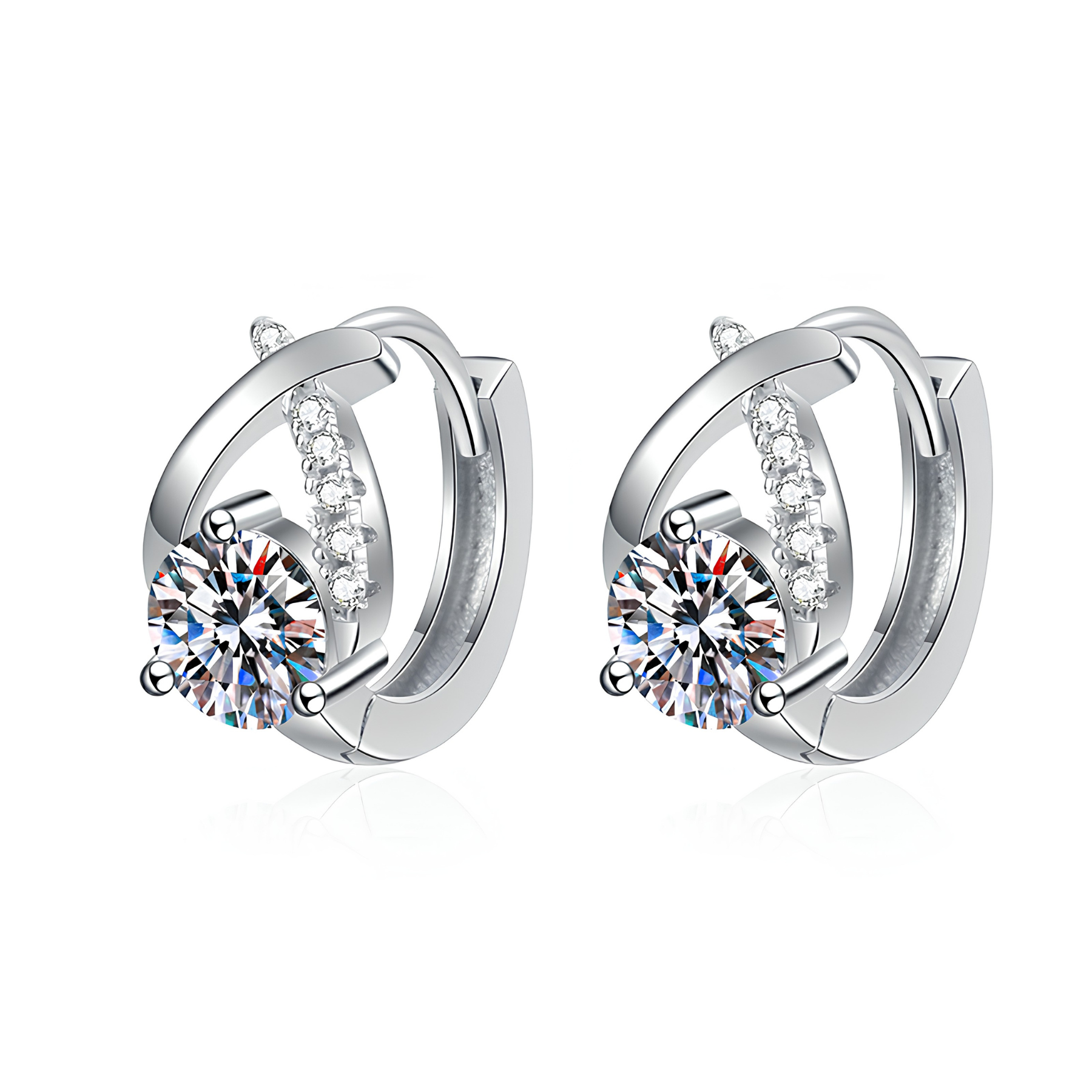 Twist Halo Moissanite Hoop Earrings – 0.5CT, 925 Sterling Silver