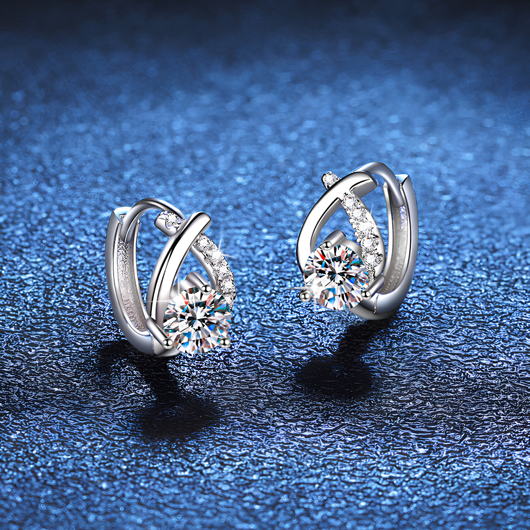 Twist Halo Moissanite Hoop Earrings – 0.5CT, 925 Sterling Silver