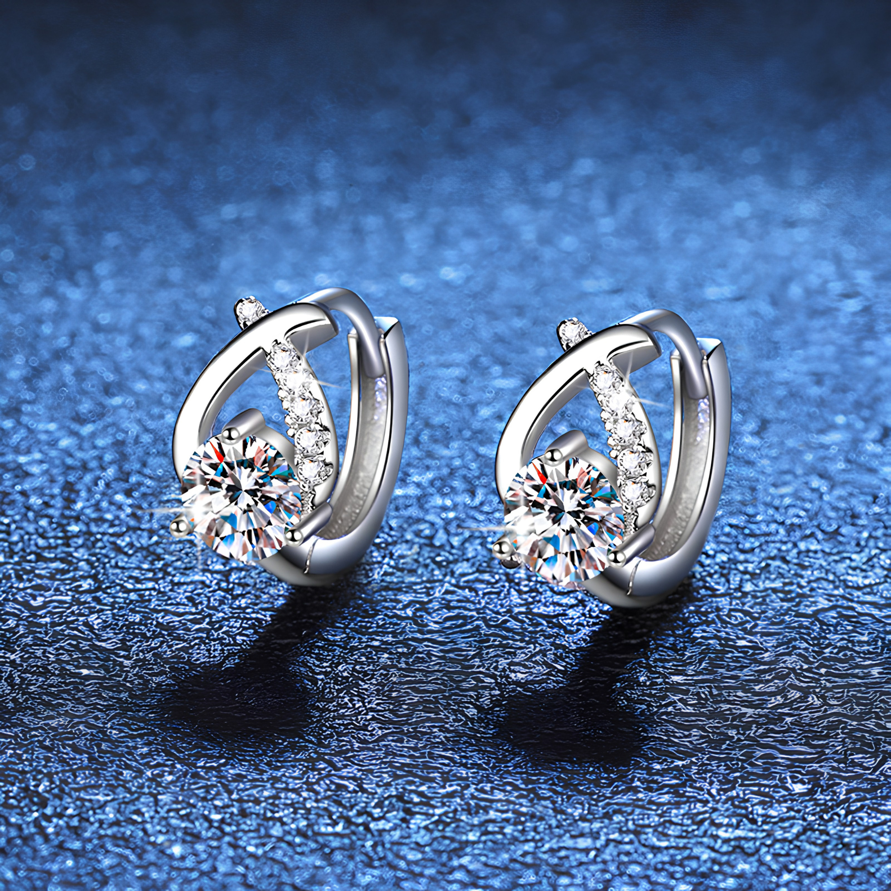 Twist Halo Moissanite Hoop Earrings – 0.5CT, 925 Sterling Silver