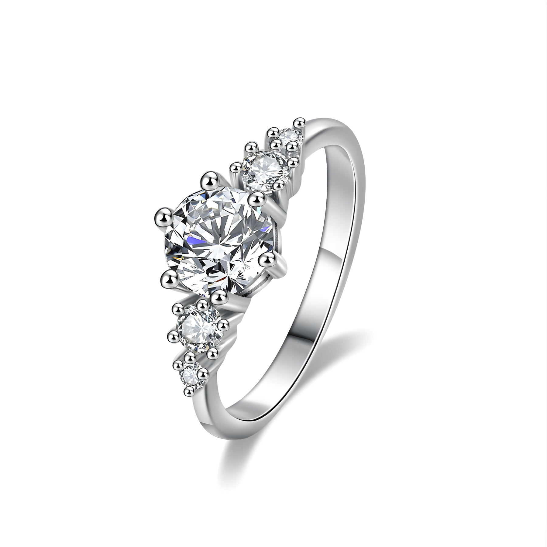Five-Stone Moissanite Engagement Ring – 1CT | 925 Sterling Silver