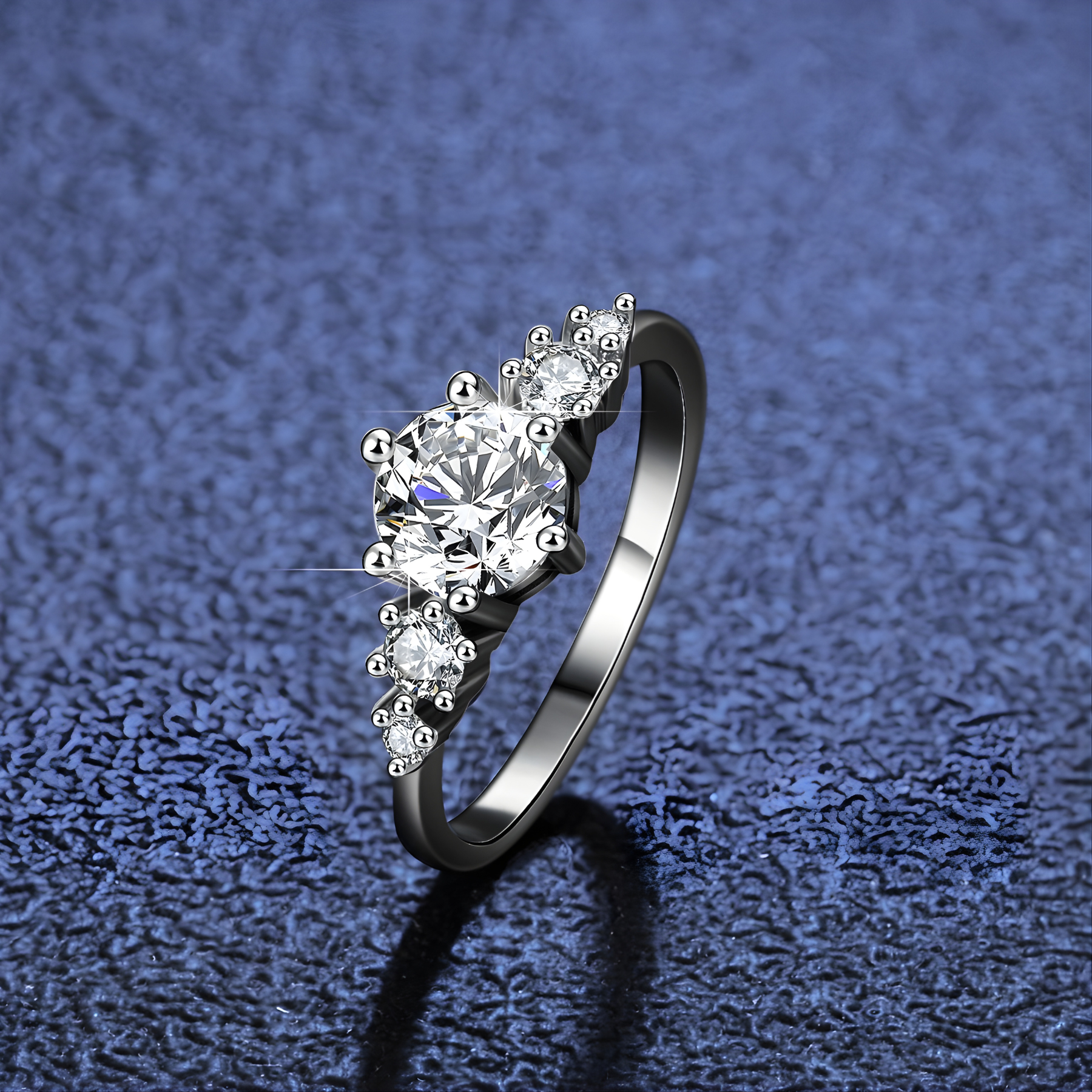 Five-Stone Moissanite Engagement Ring – 1CT | 925 Sterling Silver
