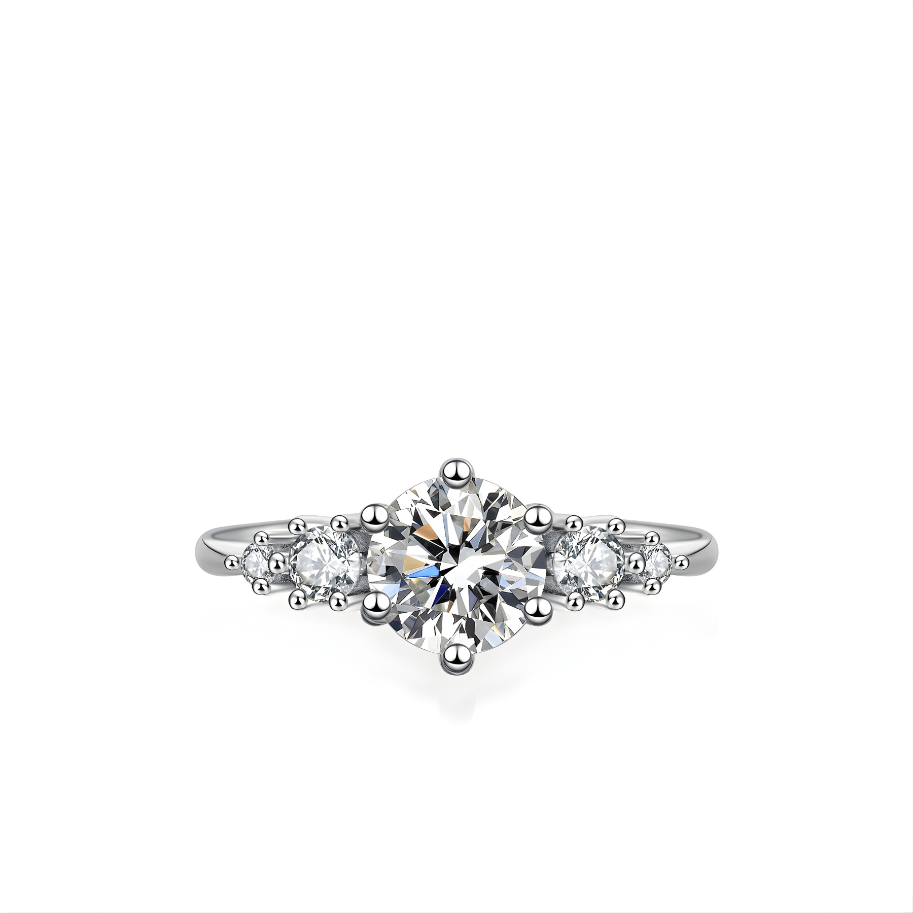Five-Stone Moissanite Engagement Ring – 1CT | 925 Sterling Silver