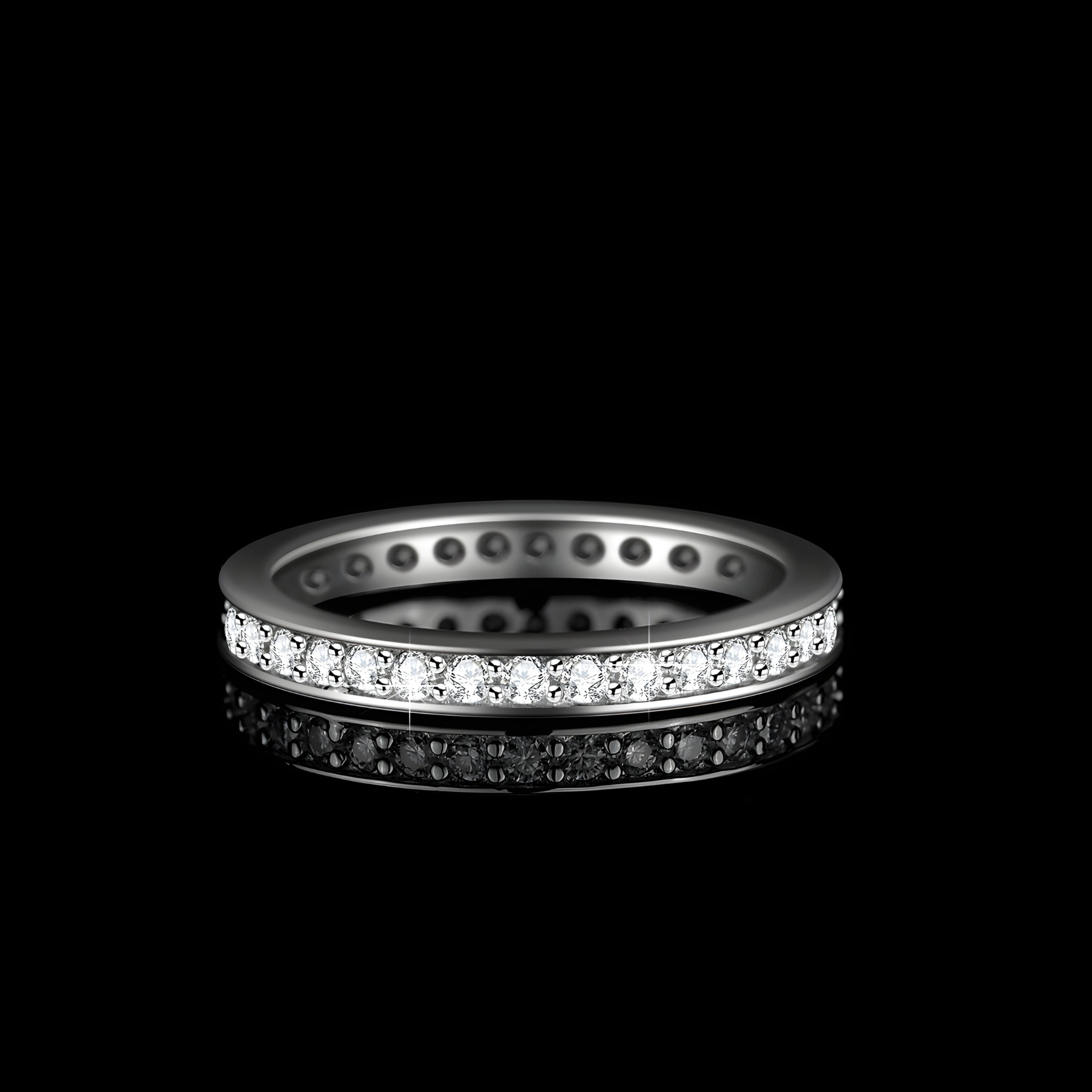 Full Eternity Pavé Moissanite Band Ring | 925 Sterling Silver