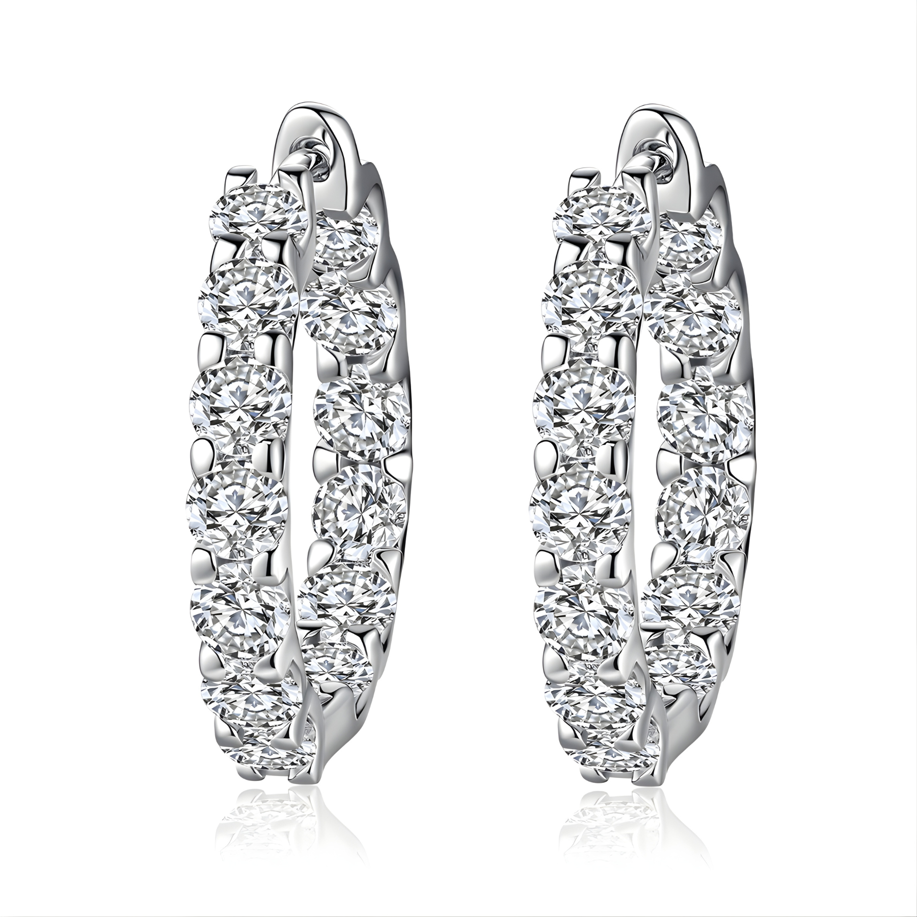 Full Pavé Moissanite Hoop Earrings | 925 Sterling Silver