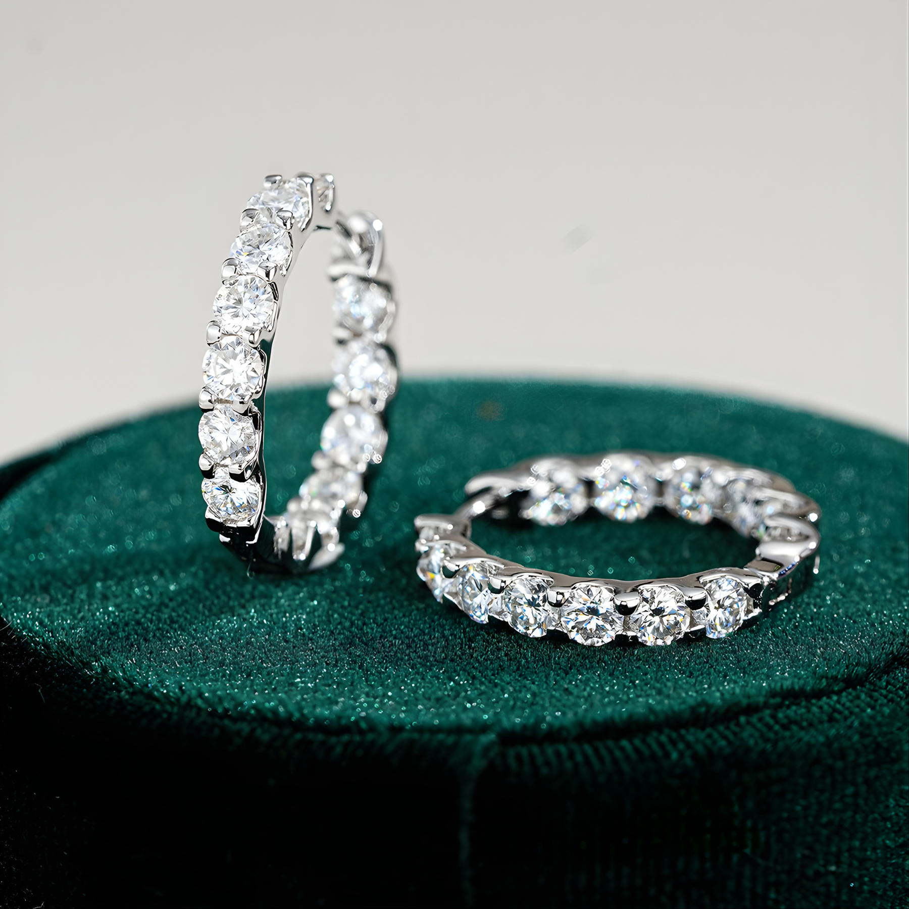 Full Pavé Moissanite Hoop Earrings | 925 Sterling Silver