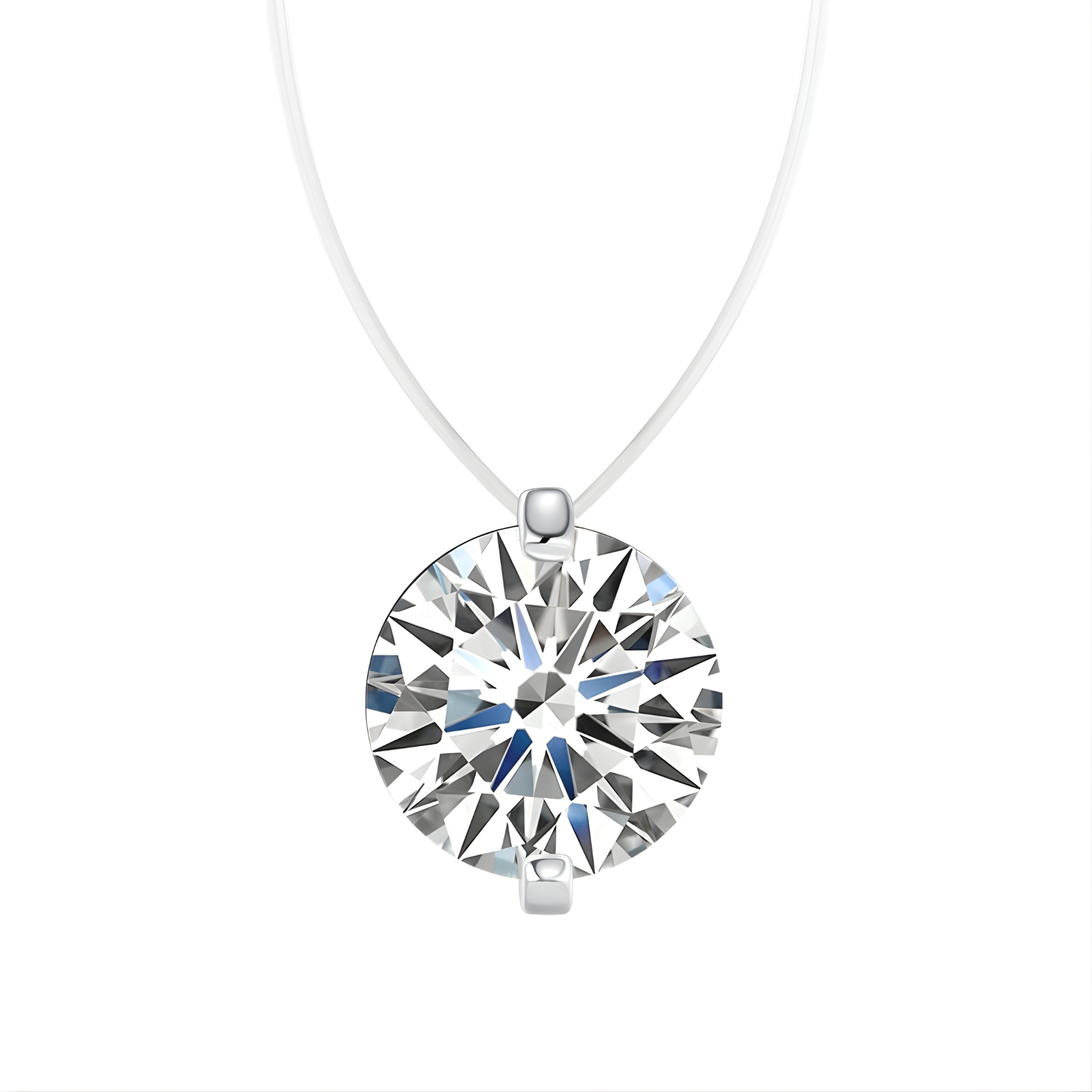 Invisible Line Moissanite Pendant Necklace – 1CT | 2CT | 3CT