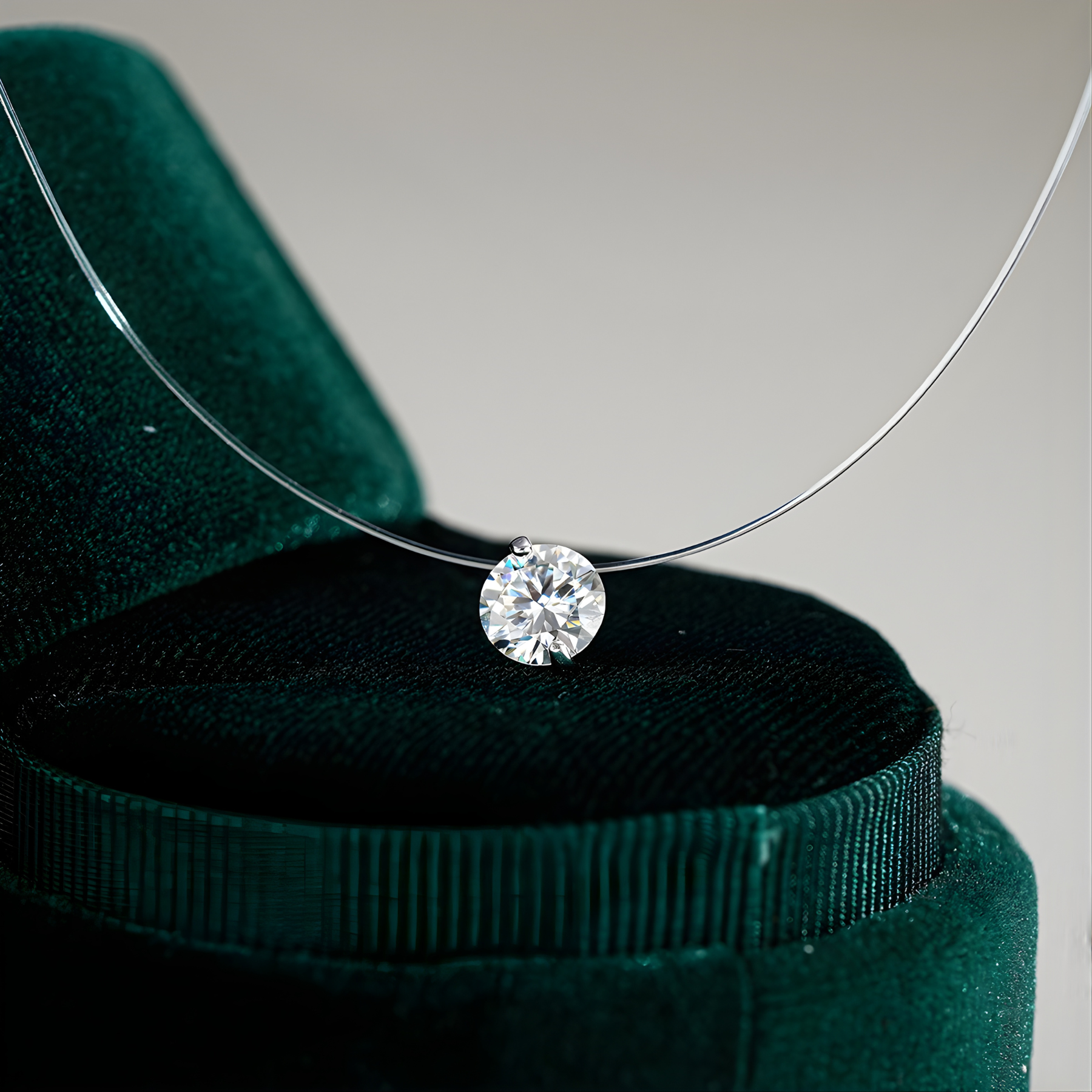 Invisible Line Moissanite Pendant Necklace – 1CT | 2CT | 3CT