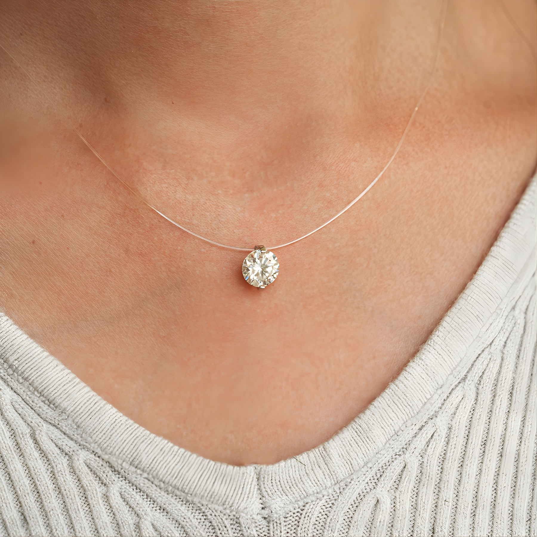 Invisible Line Moissanite Pendant Necklace – 1CT | 2CT | 3CT