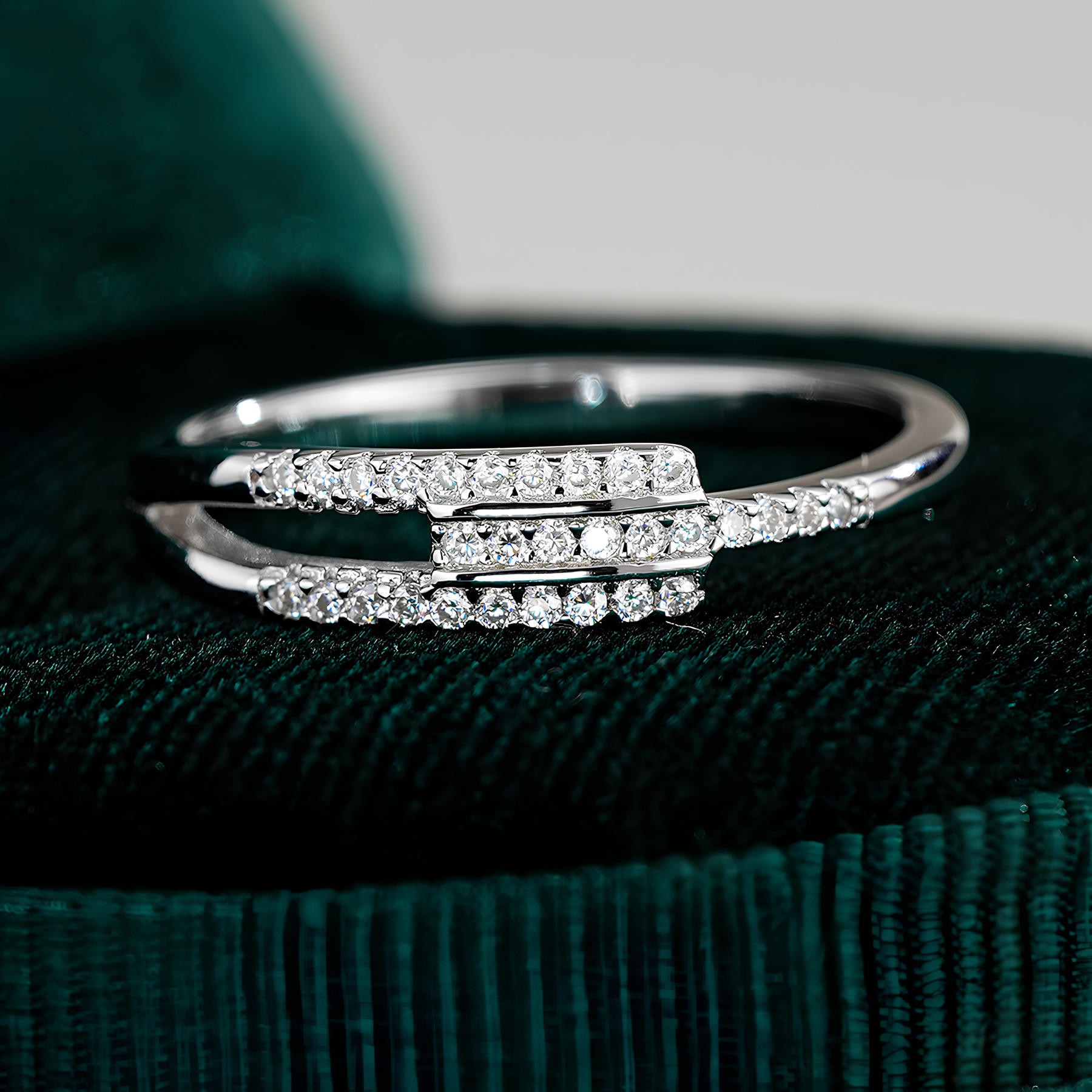 Multi-Band Pavé Moissanite Ring – Layered Design | 925 Sterling Silver