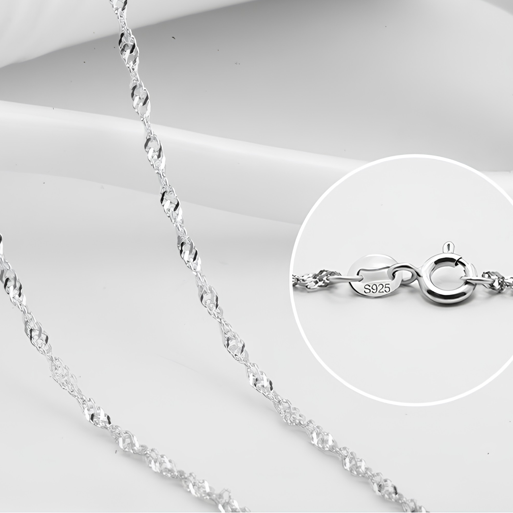 Wave Chain Necklace – 925 Sterling Silver