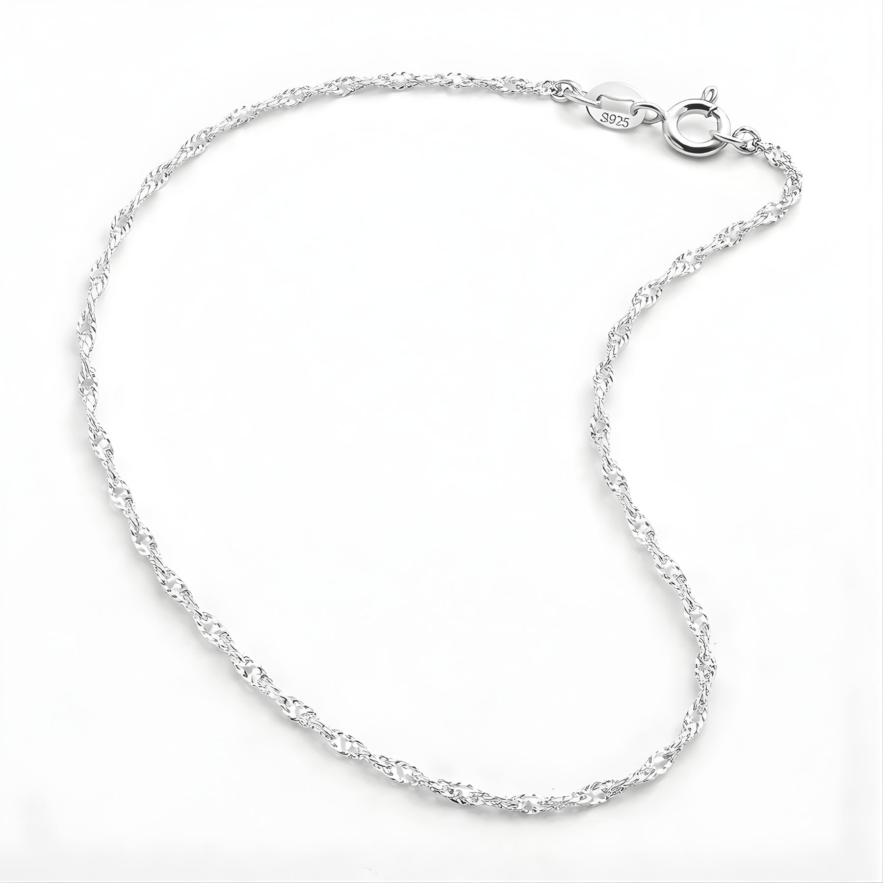 Wave Chain Necklace – 925 Sterling Silver
