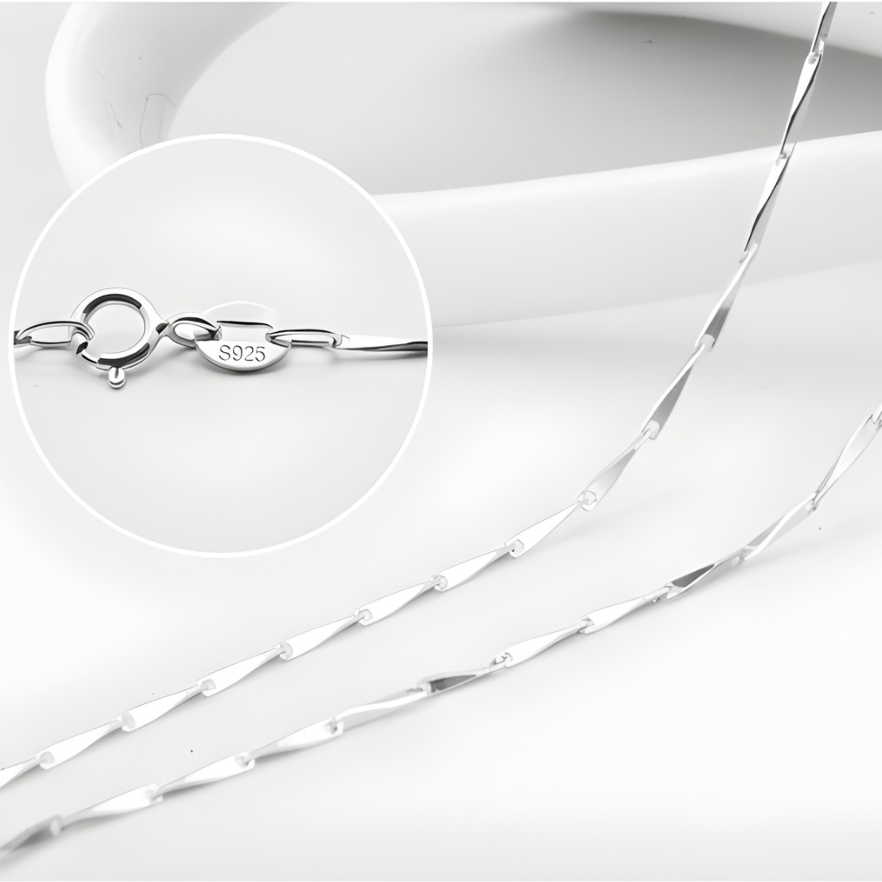 Twisted Chain Necklace – 925 Sterling Silver