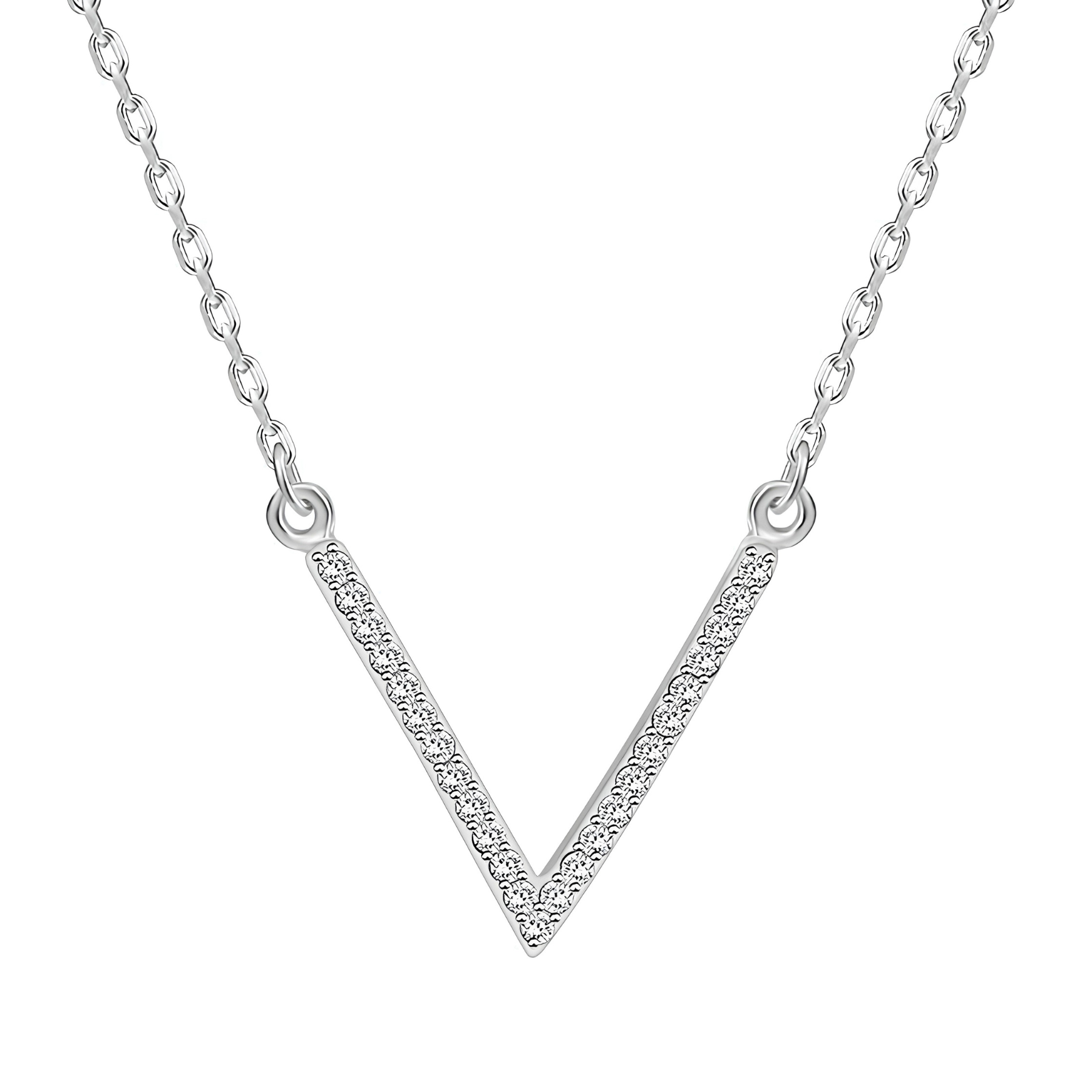 Geometric V Pendant Necklace – 925 Sterling Silver