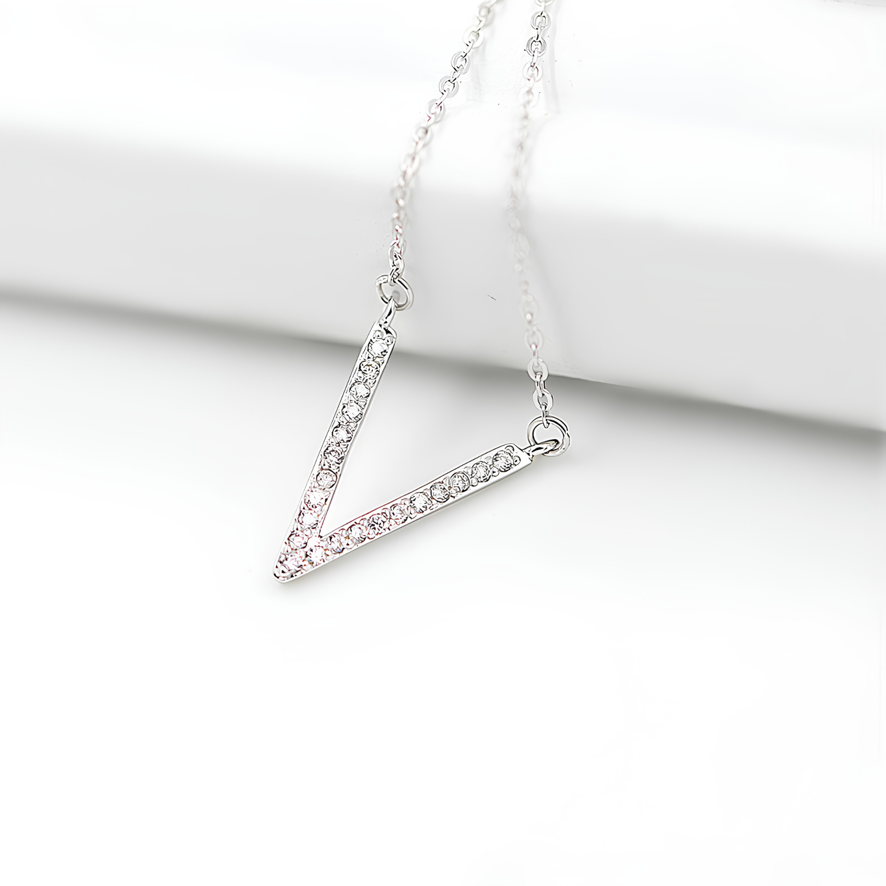 Geometric V Pendant Necklace – 925 Sterling Silver