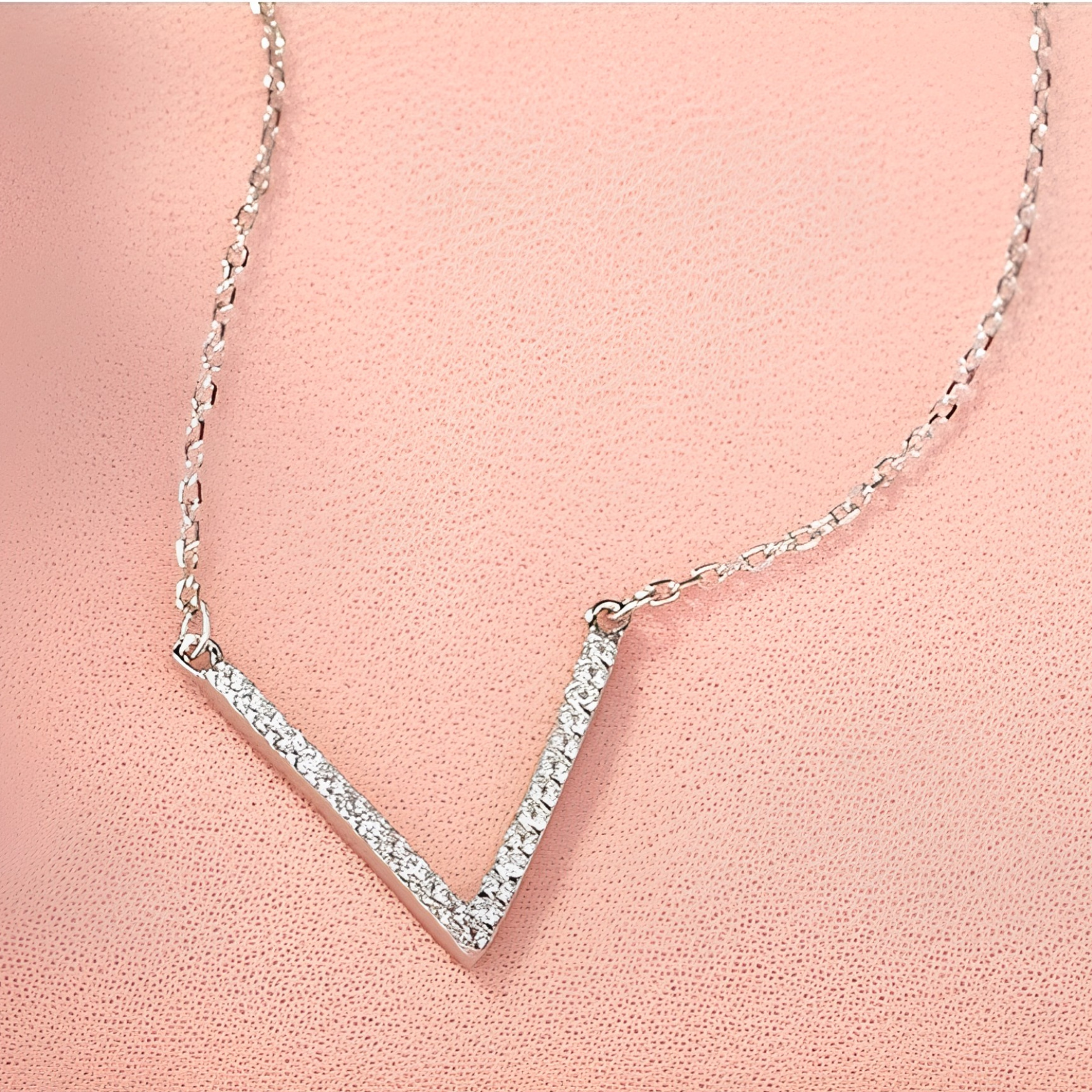 Geometric V Pendant Necklace – 925 Sterling Silver