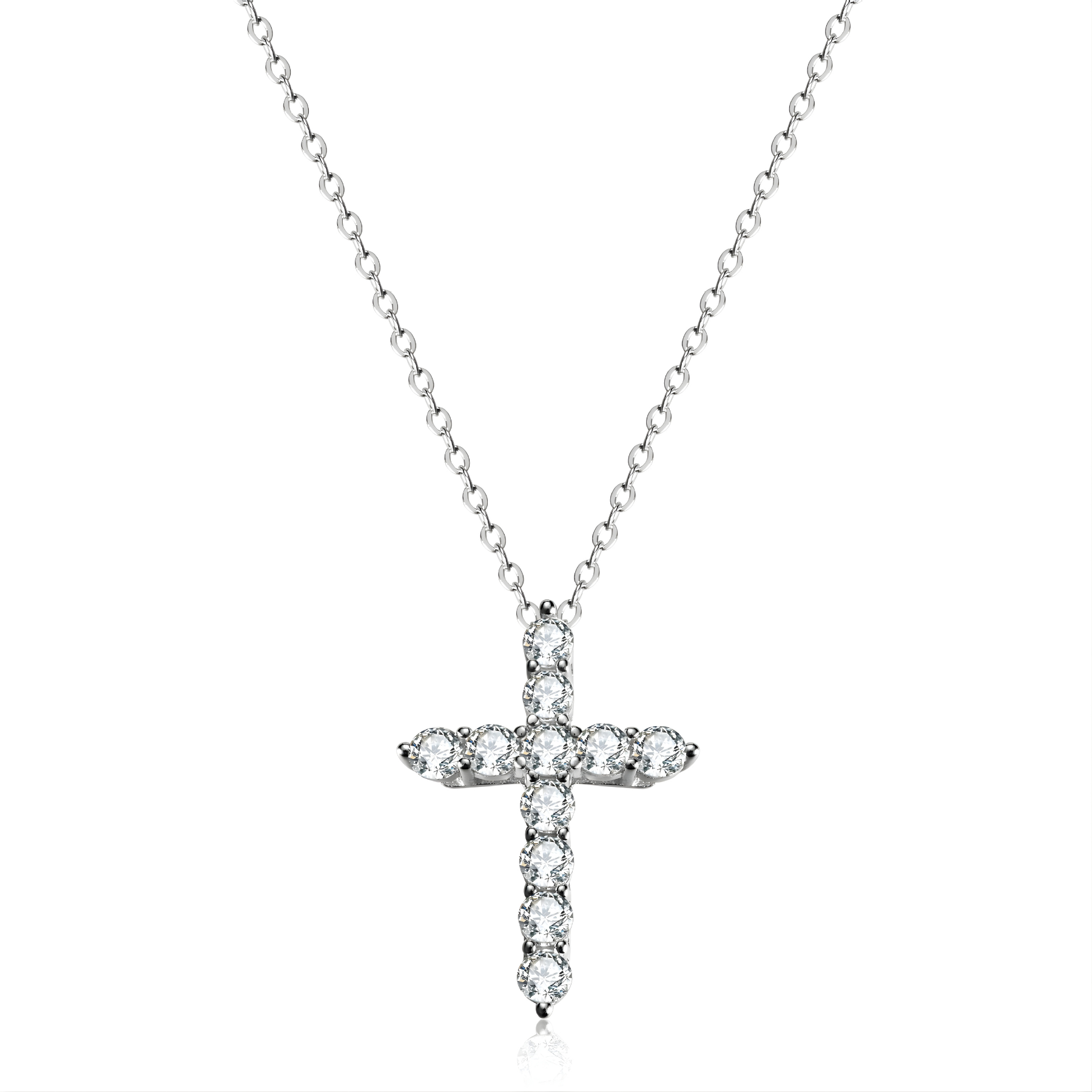 Moissanite Cross Pendant Necklace – 925 Sterling Silver
