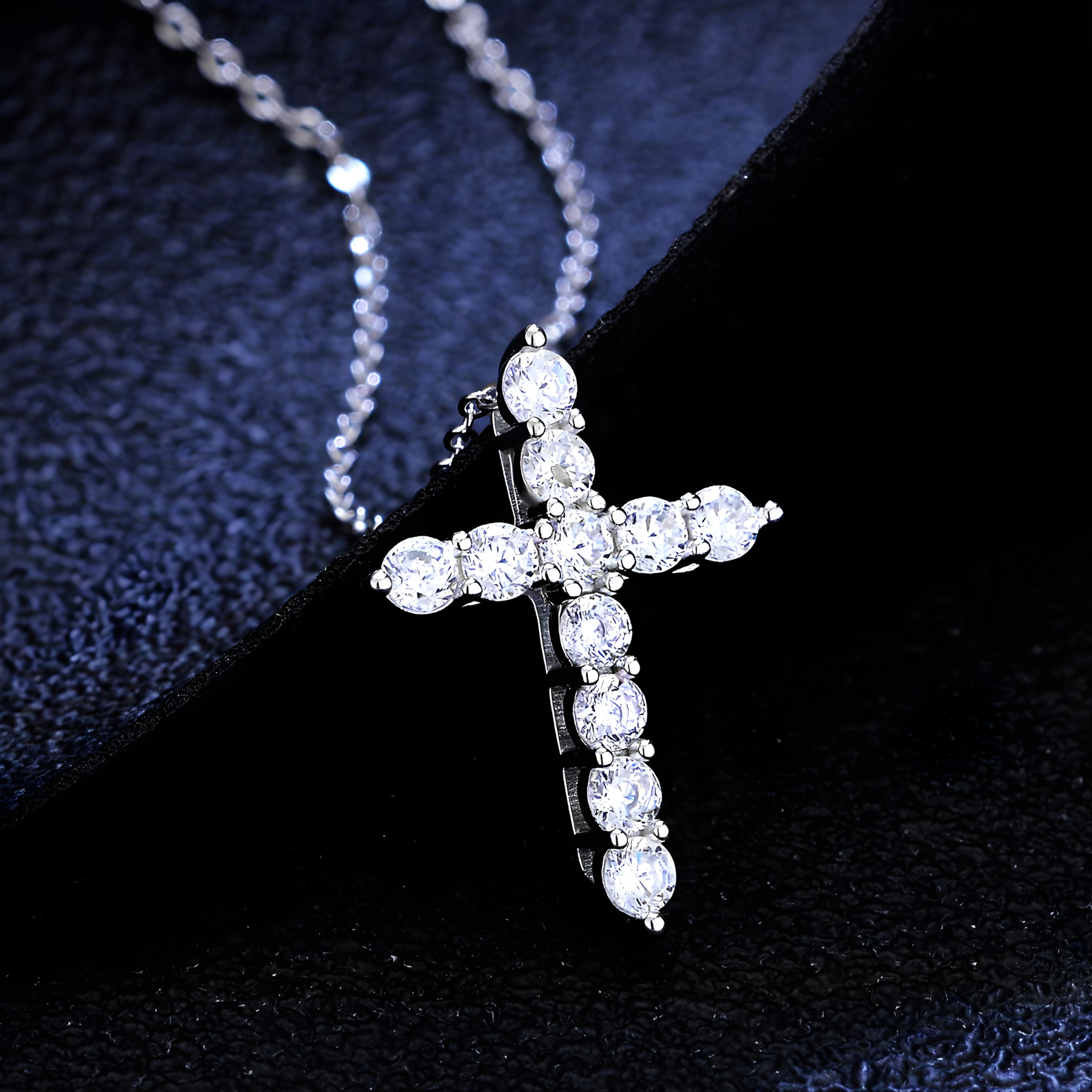 Moissanite Cross Pendant Necklace – 925 Sterling Silver