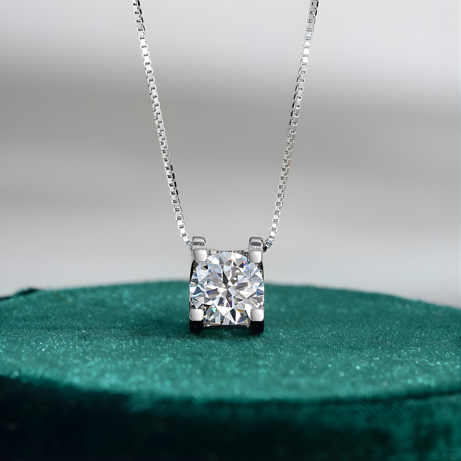 Princess Cut Moissanite Pendant Necklace – 1CT / 2CT | 925 Sterling Silver