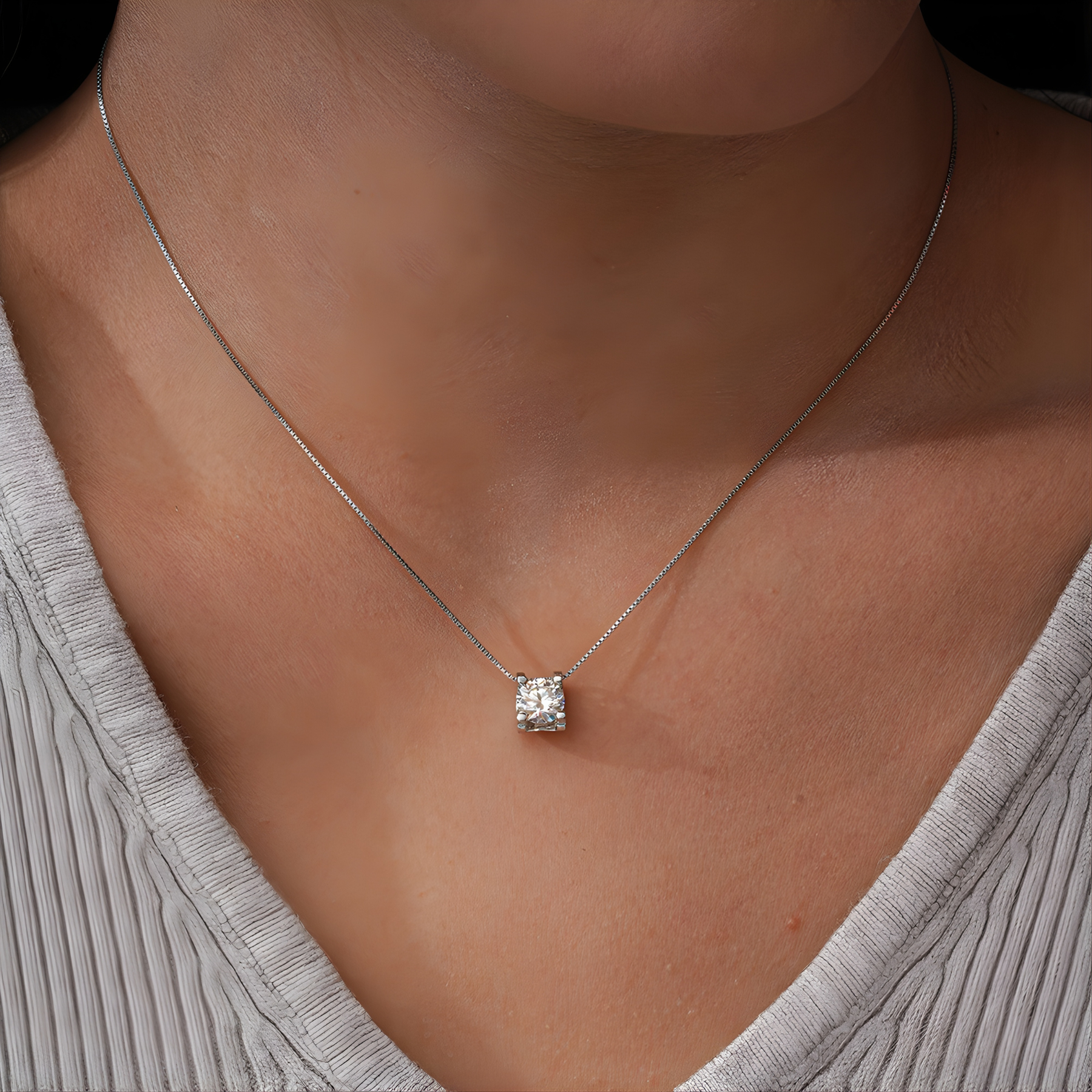 Princess Cut Moissanite Pendant Necklace – 1 CARAT / 2 CARAT | 925 Sterling Silver