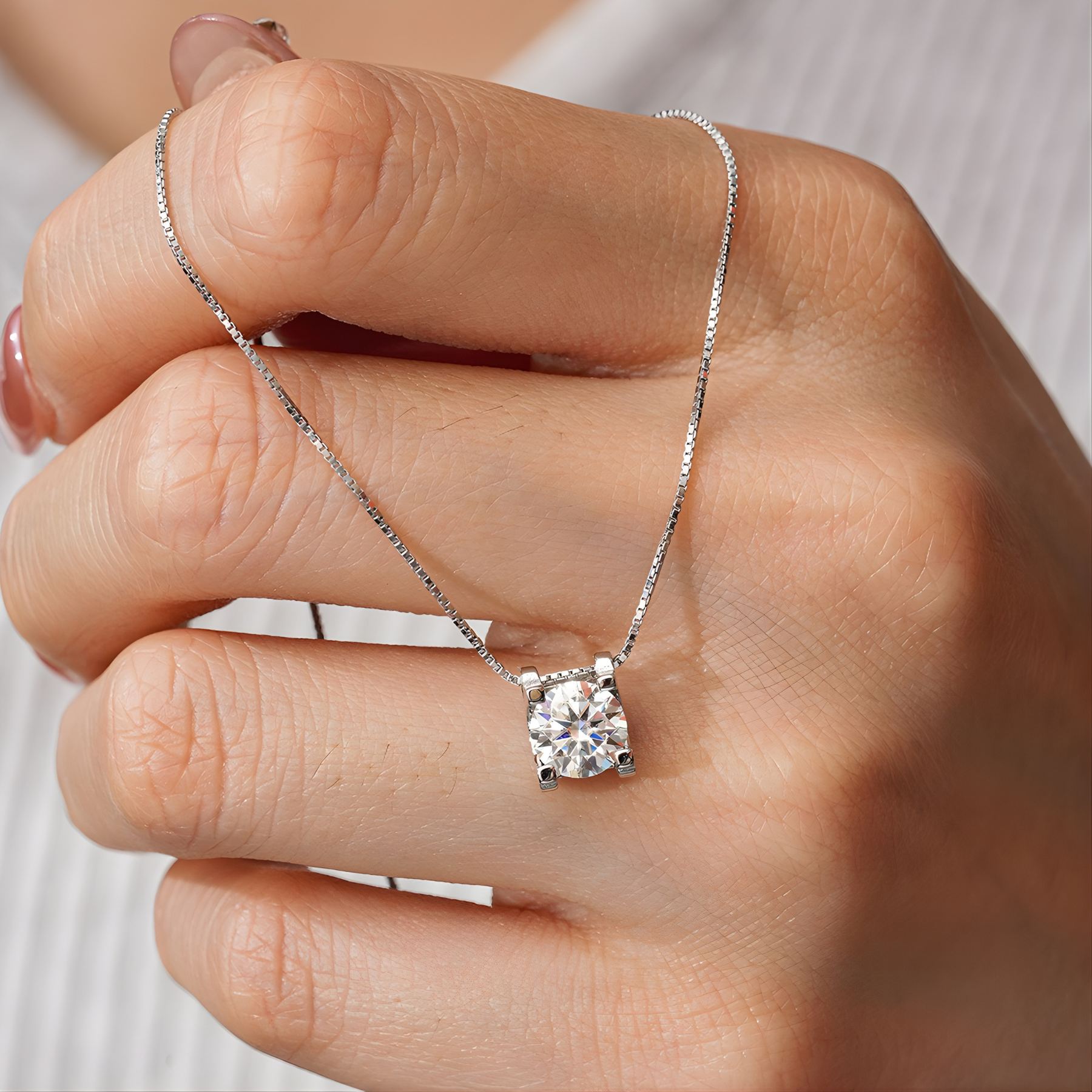 Princess Cut Moissanite Pendant Necklace – 1 CARAT / 2 CARAT | 925 Sterling Silver