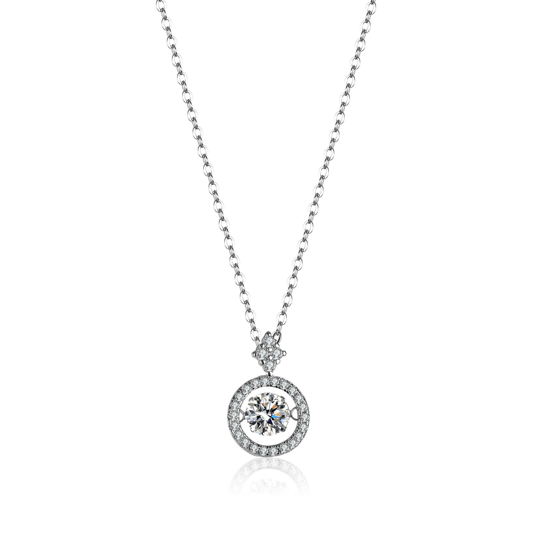 Dancing Moissanite Necklace – Floating Stone Halo | 925 Sterling Silver