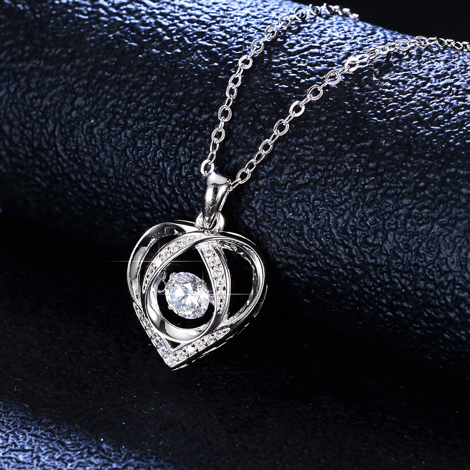 Dancing Heart Moissanite Necklace – Double Heart Pendant | 925 Sterling Silver