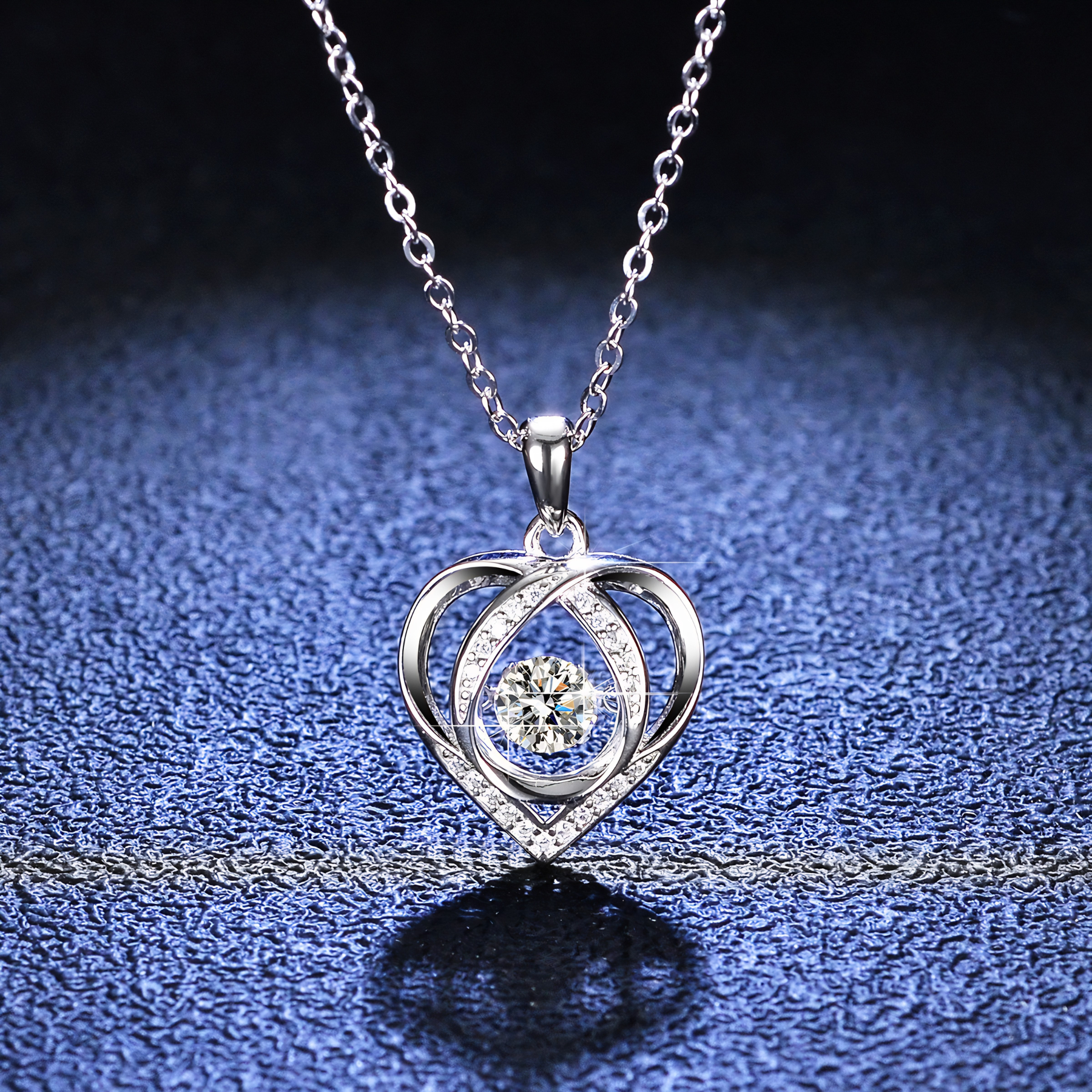 Dancing Heart Moissanite Necklace – Double Heart Pendant | 925 Sterling Silver