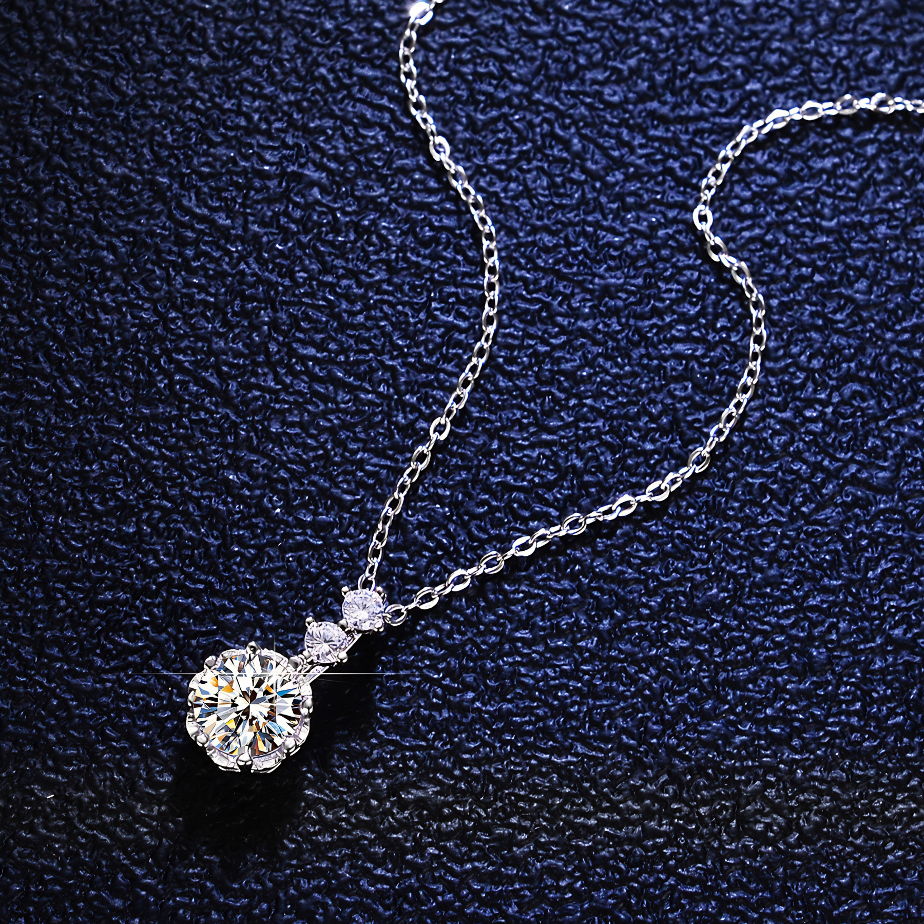 Dainty Drop Moissanite Necklace – Round Pendant with Moissanite Stone | 925 Sterling Silver