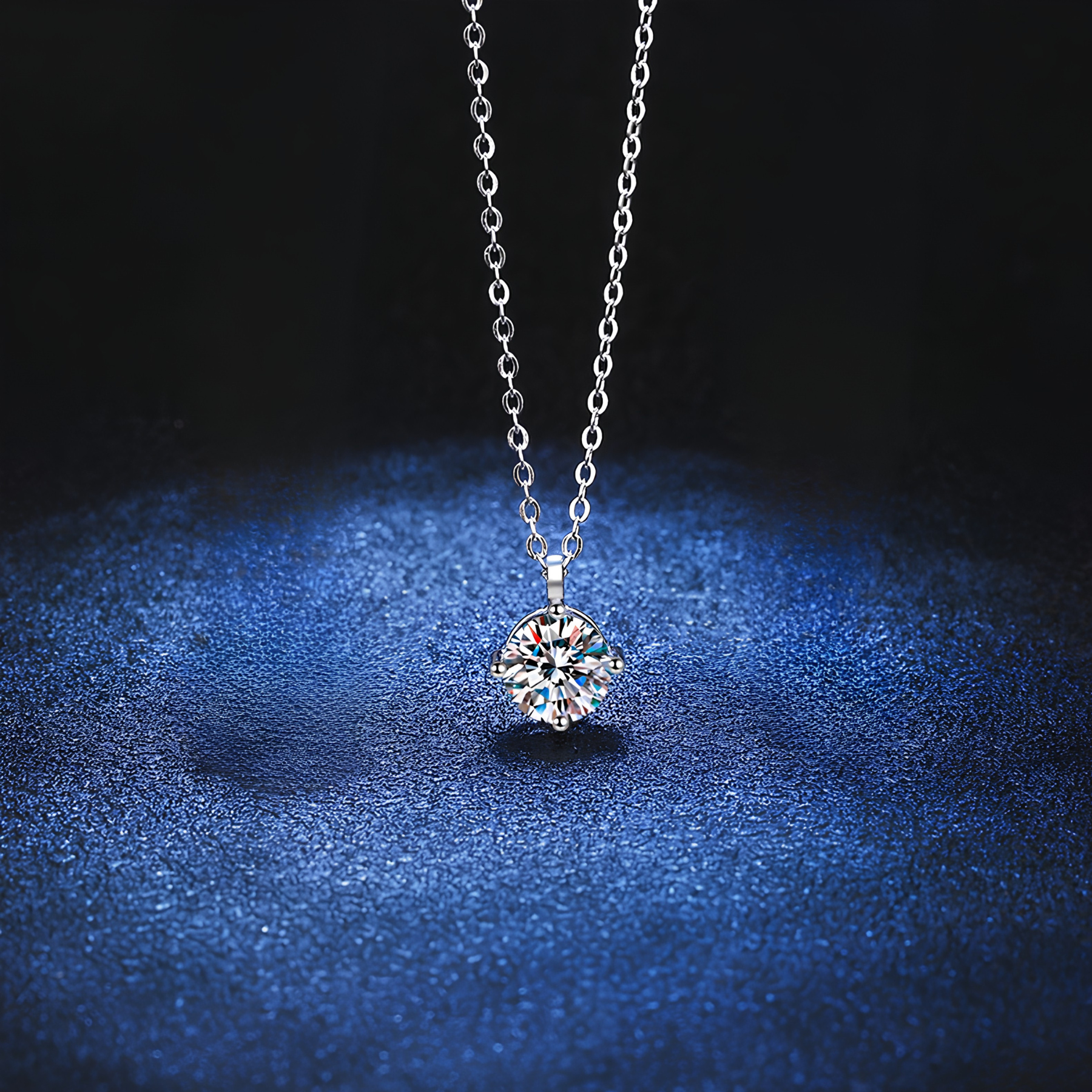 Classic 2CT Moissanite Pendant Necklace – 925 Sterling Silver