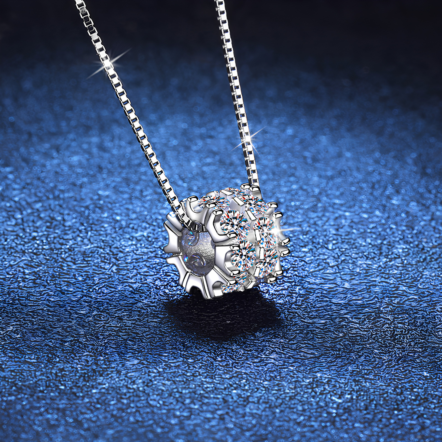 Double Row Cluster Moissanite Pendant Necklace – 1.6CT, 925 Sterling Silver