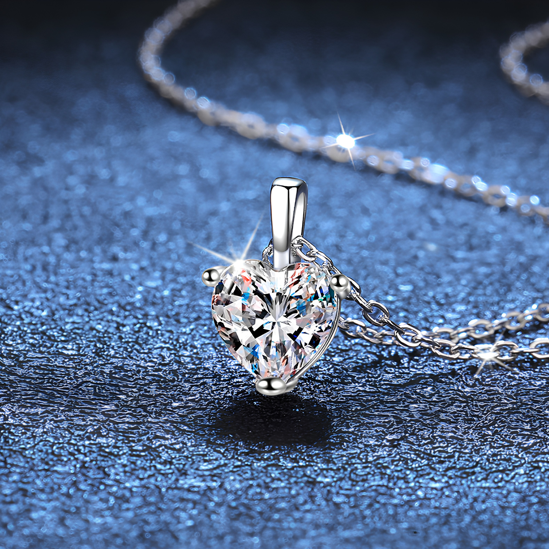 Heart Moissanite Pendant Necklace – 1 Carat | 925 Sterling Silver