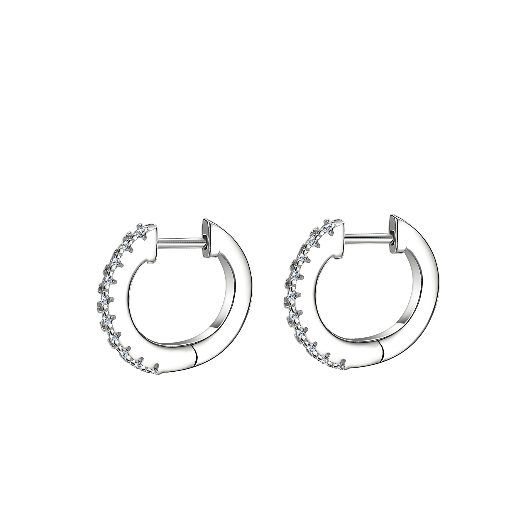 Pavé Moissanite Hoop Earrings – Slim Design | 925 Sterling Silver