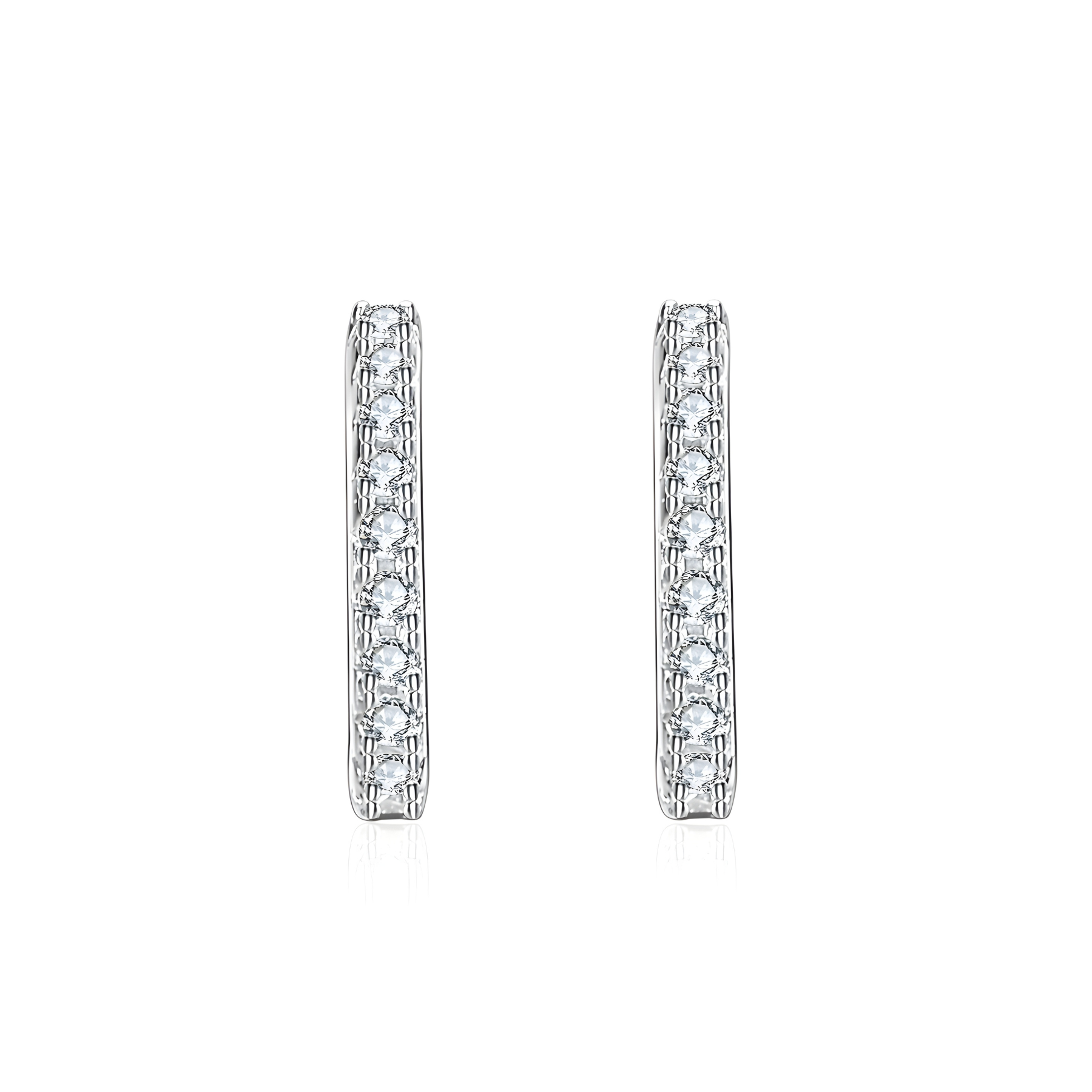 Pavé Moissanite Hoop Earrings – Slim Design | 925 Sterling Silver