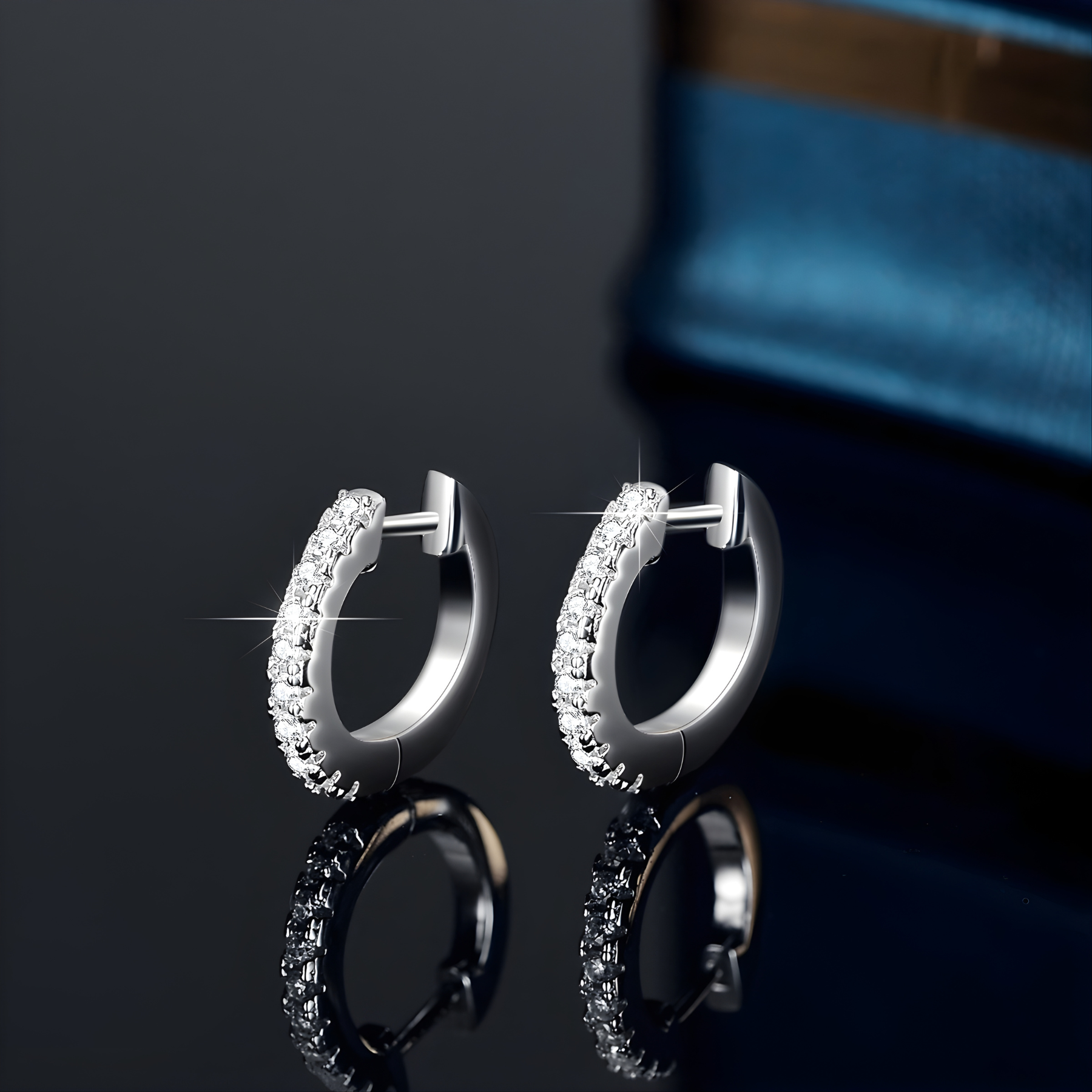 Pavé Moissanite Hoop Earrings – Slim Design | 925 Sterling Silver