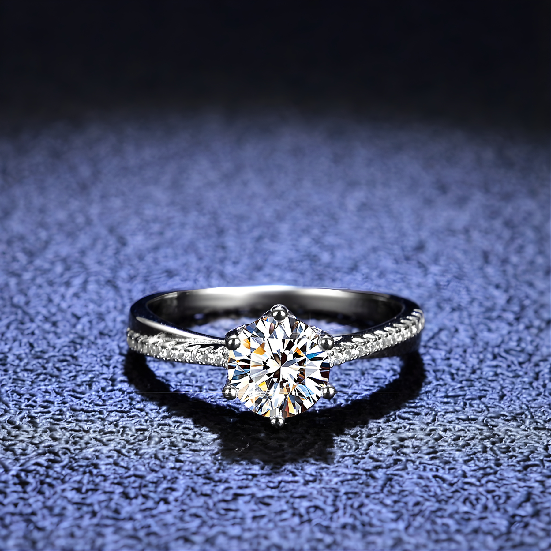 1 Carat D Color Moissanite Classic Pavé Engagement Ring – S925