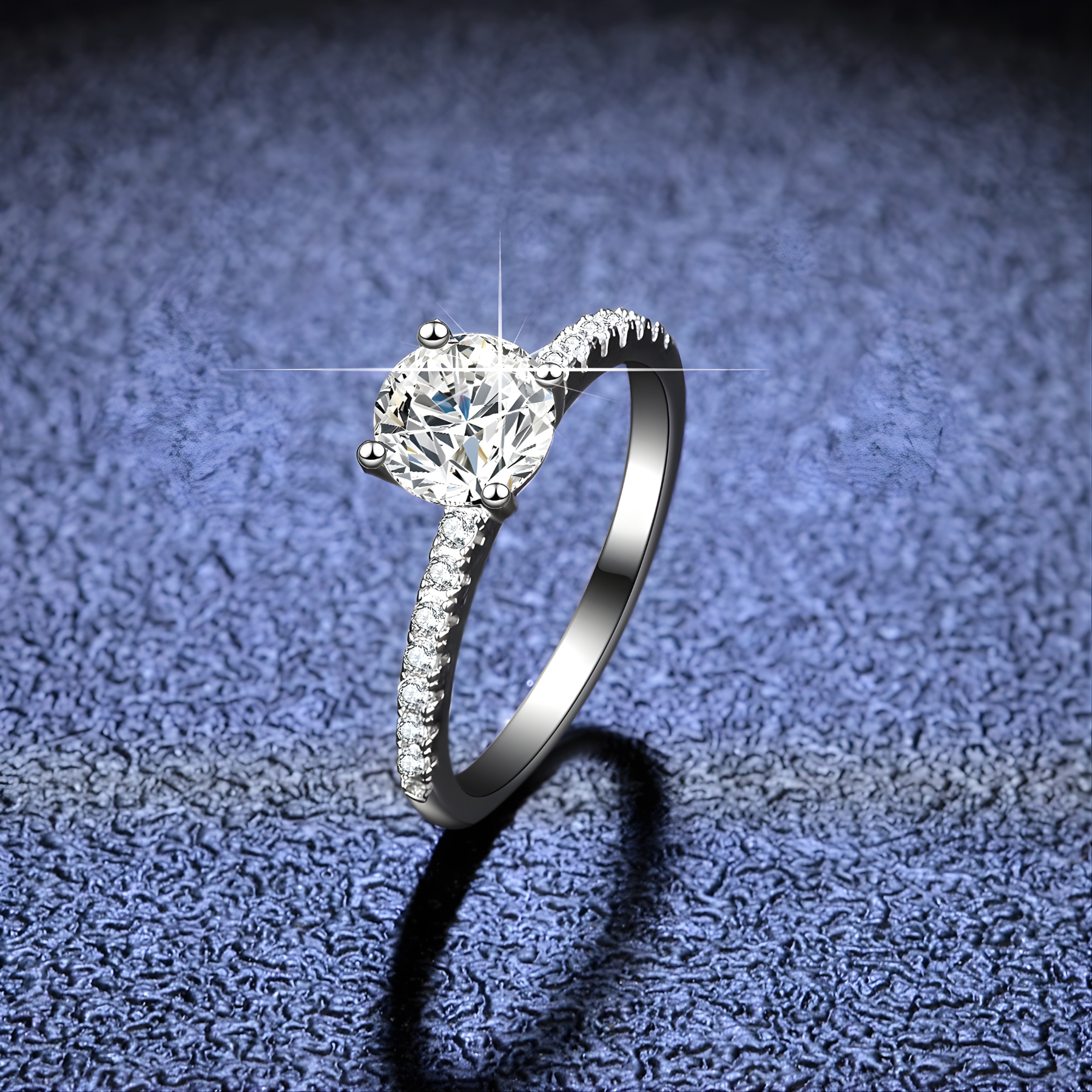 Round Cut Pavé Moissanite Engagement Ring – 1CT / 2CT / 3CT | 925 Sterling Silver