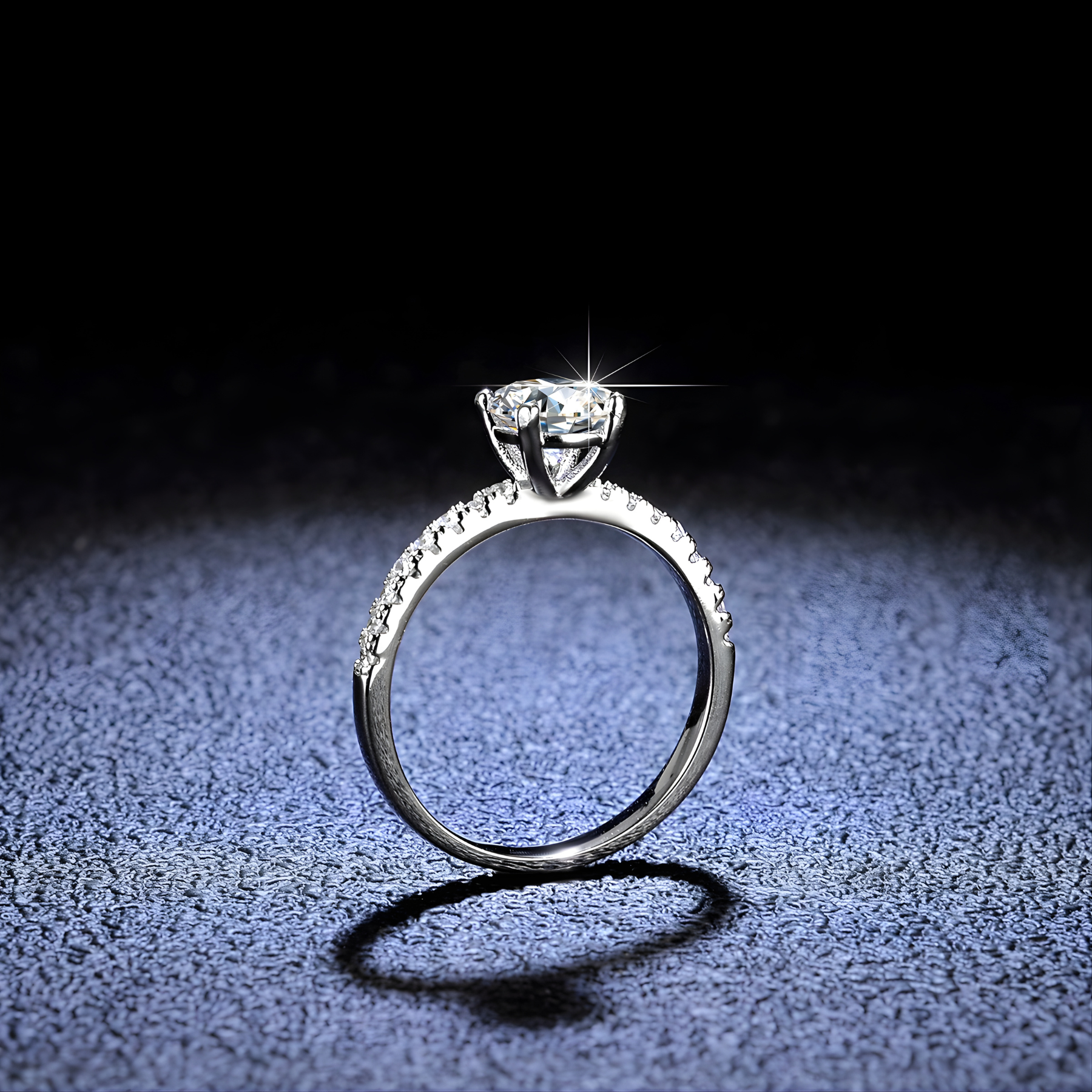 Round Cut Pavé Moissanite Engagement Ring – 1 CARAT / 2 CARAT / 3 CARAT | 925 Sterling Silver