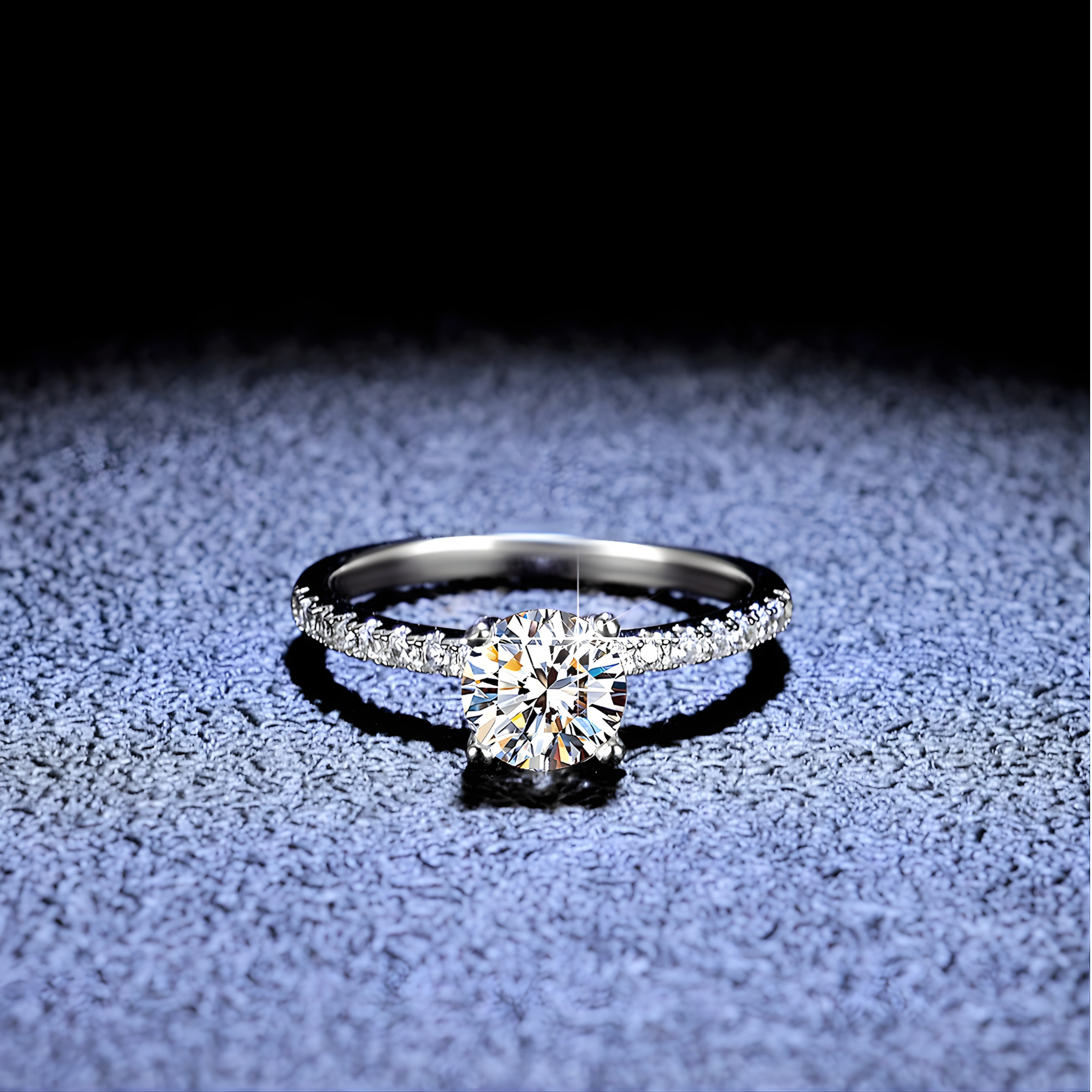 Round Cut Pavé Moissanite Engagement Ring – 1 CARAT / 2 CARAT / 3 CARAT | 925 Sterling Silver