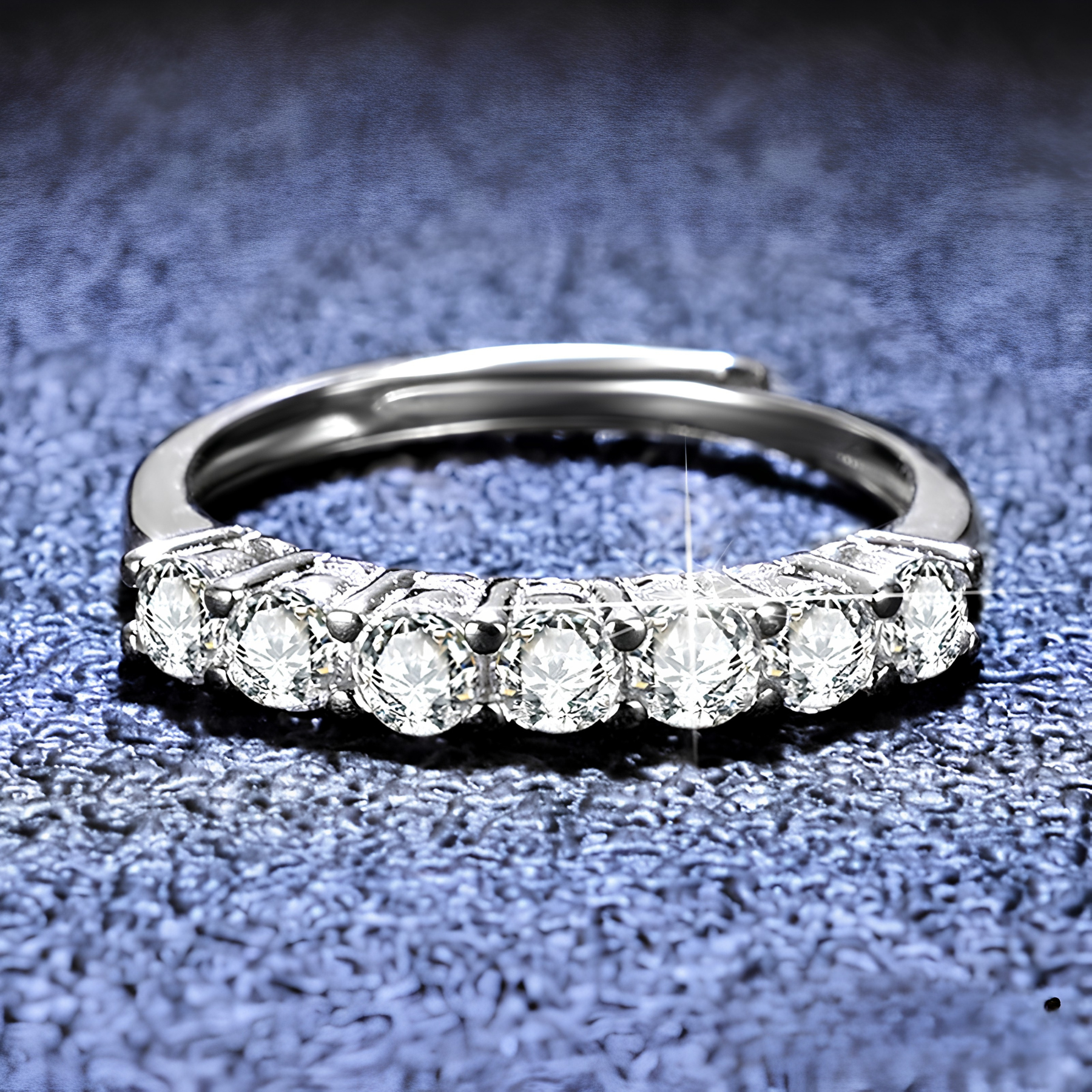 Seven-Stone Moissanite Band Ring – 0.7CT Total | 925 Sterling Silver