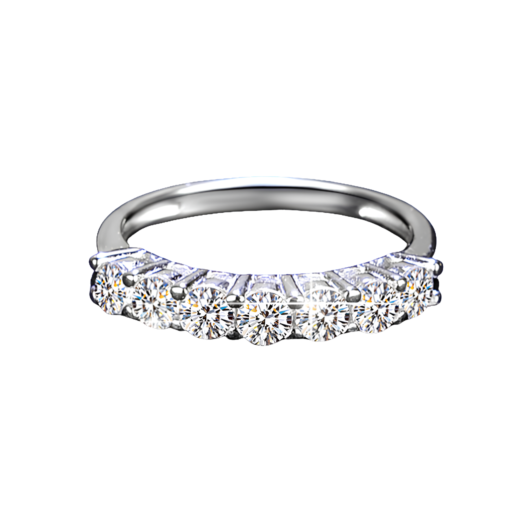 Seven-Stone Moissanite Band Ring – 0.7CT Total | 925 Sterling Silver