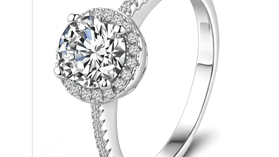 Round Cut Halo Pavé Moissanite Engagement Ring – 1CT / 2CT / 3CT | 925 Sterling Silver