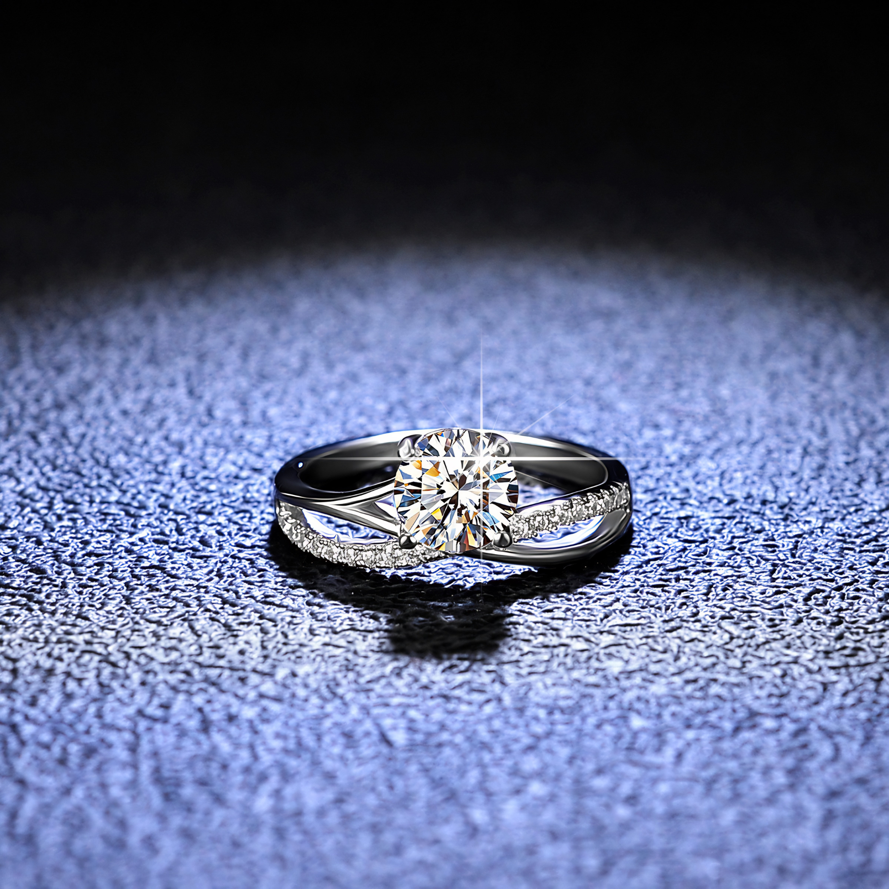 Twisted Pavé Moissanite Engagement Ring – 1 Carat | 925 Sterling Silver